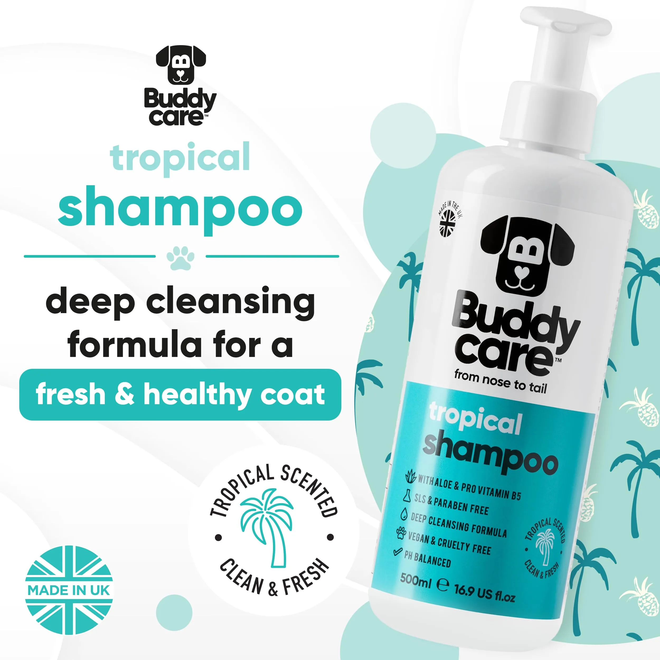 Buddycare Tropical Dog Shampoo with Aloe Vera and Pro Vitamin B5, 500 ml - immagine 2