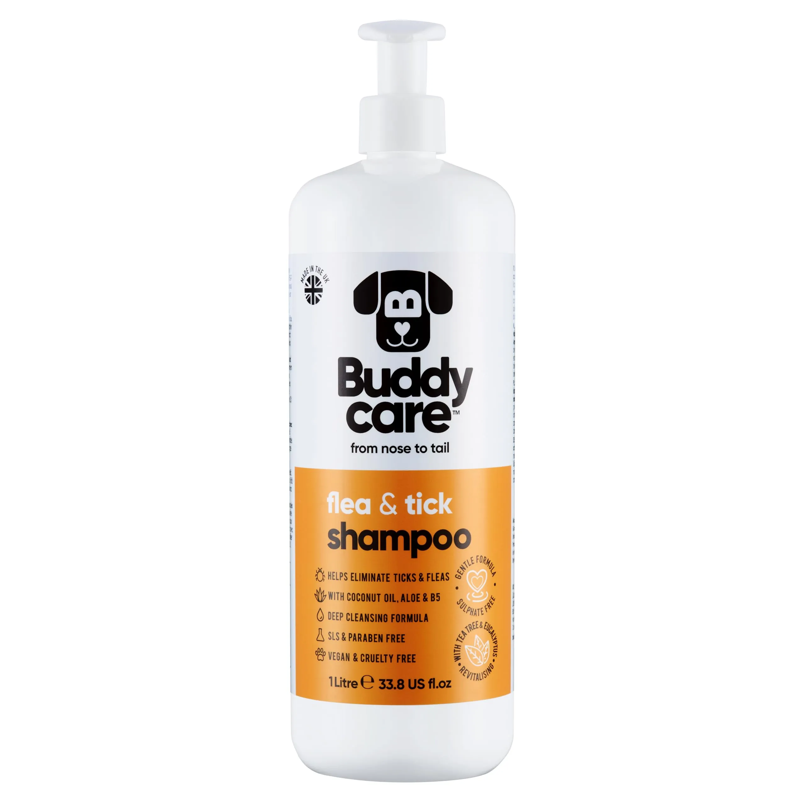 Buddycare Shampoo per Cani Antipulci e Zecche al Tea Tree ed Eucalipto (1L) - immagine 1