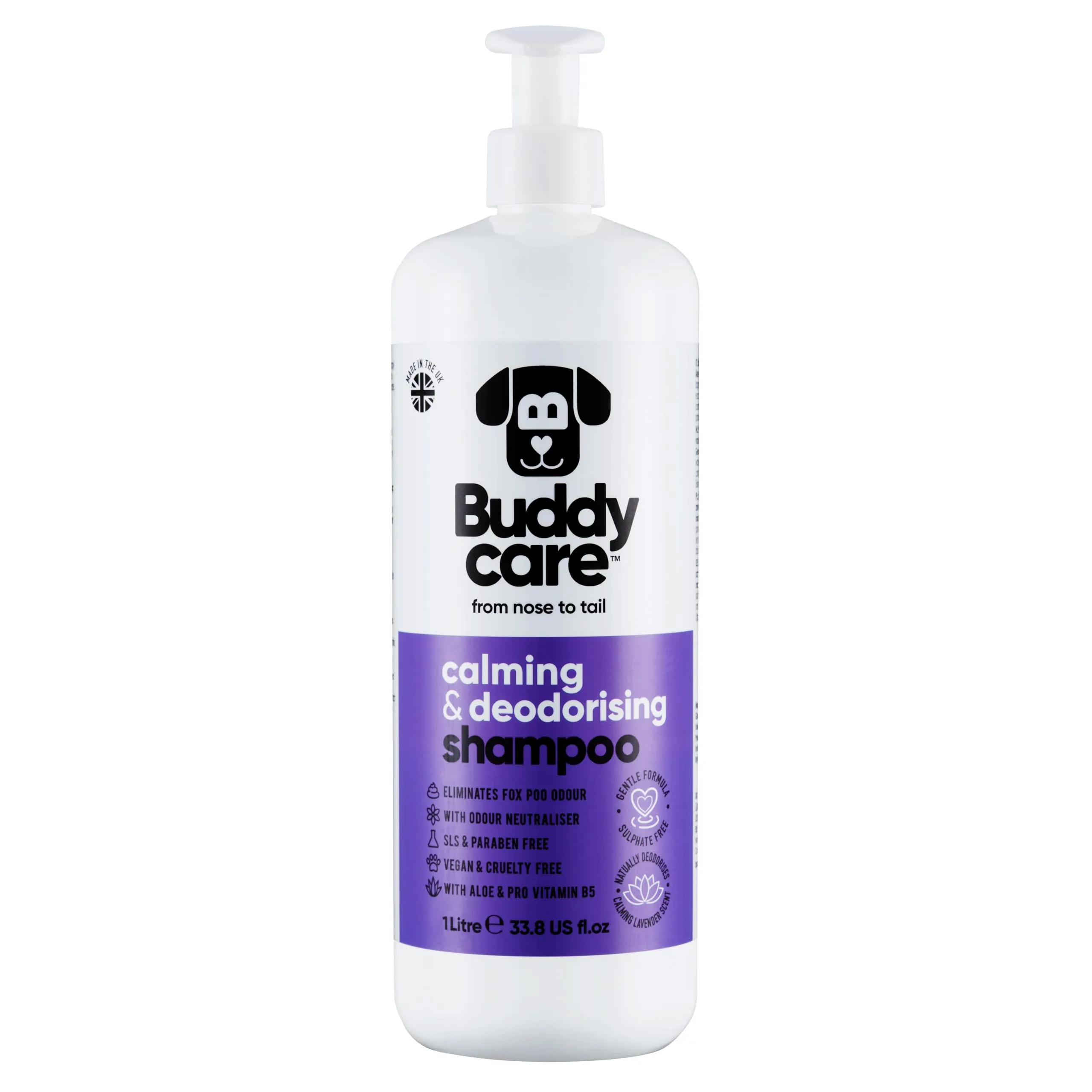 Buddycare Shampoo Lenitivo e Deodorante per Cani alla Lavanda con Aloe Vera e Pro-vitamina B5, 1 Litro - immagine 1