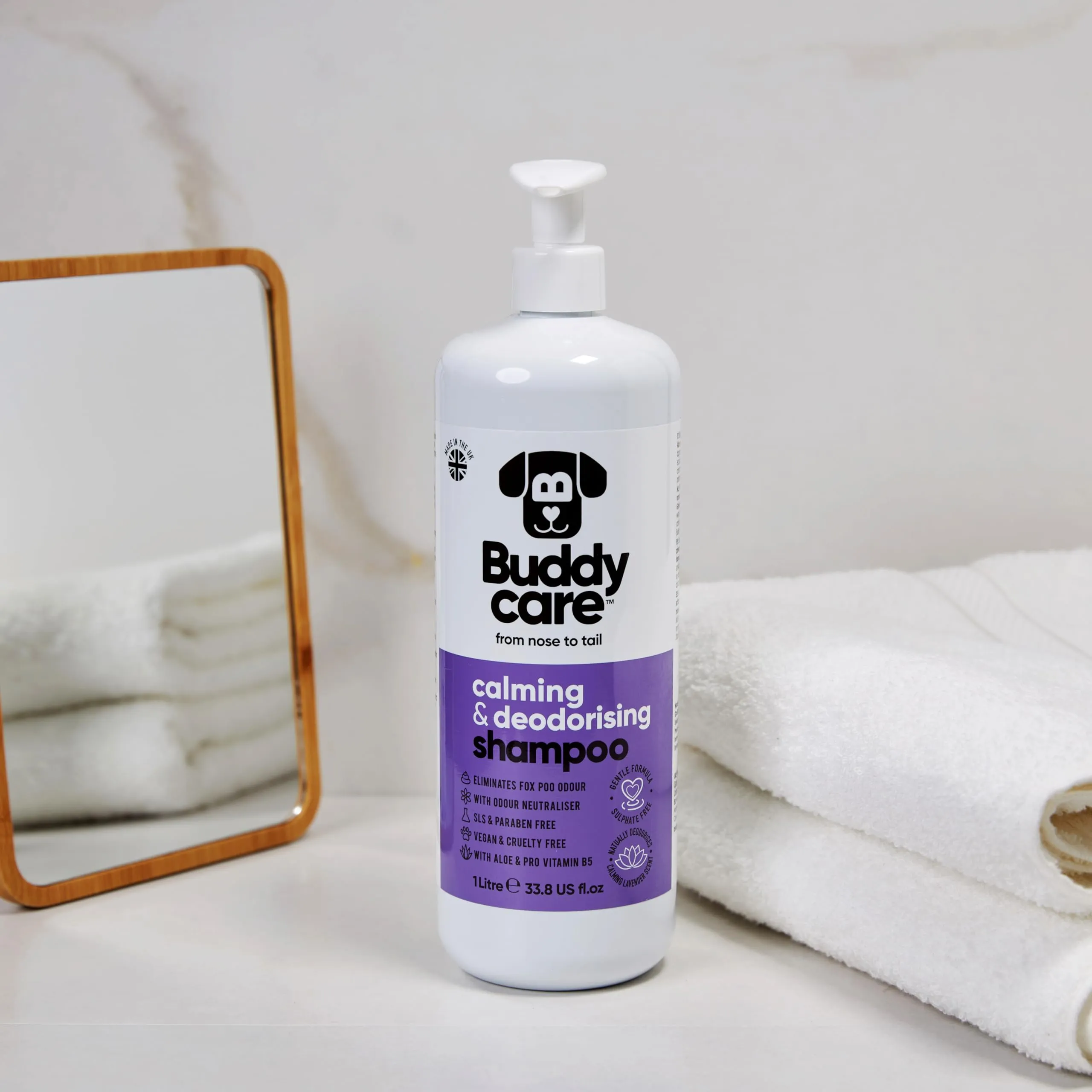 Buddycare Shampoo Lenitivo e Deodorante per Cani alla Lavanda con Aloe Vera e Pro-vitamina B5, 1 Litro - immagine 2
