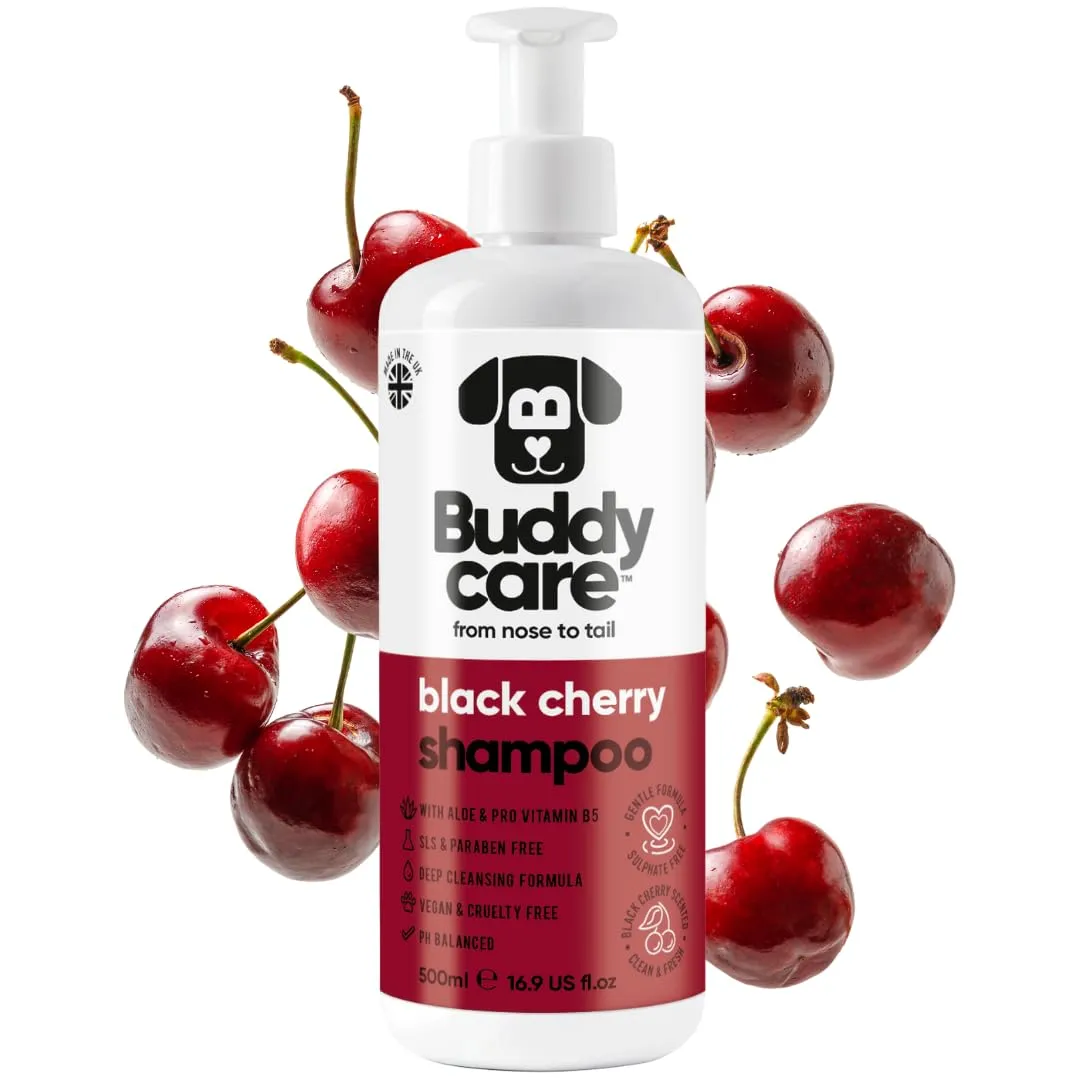 Buddycare Shampoo per cani, Pulizia profonda con Aloe Vera e Pro Vitamina B5, Amarena, 500 ml - immagine 1
