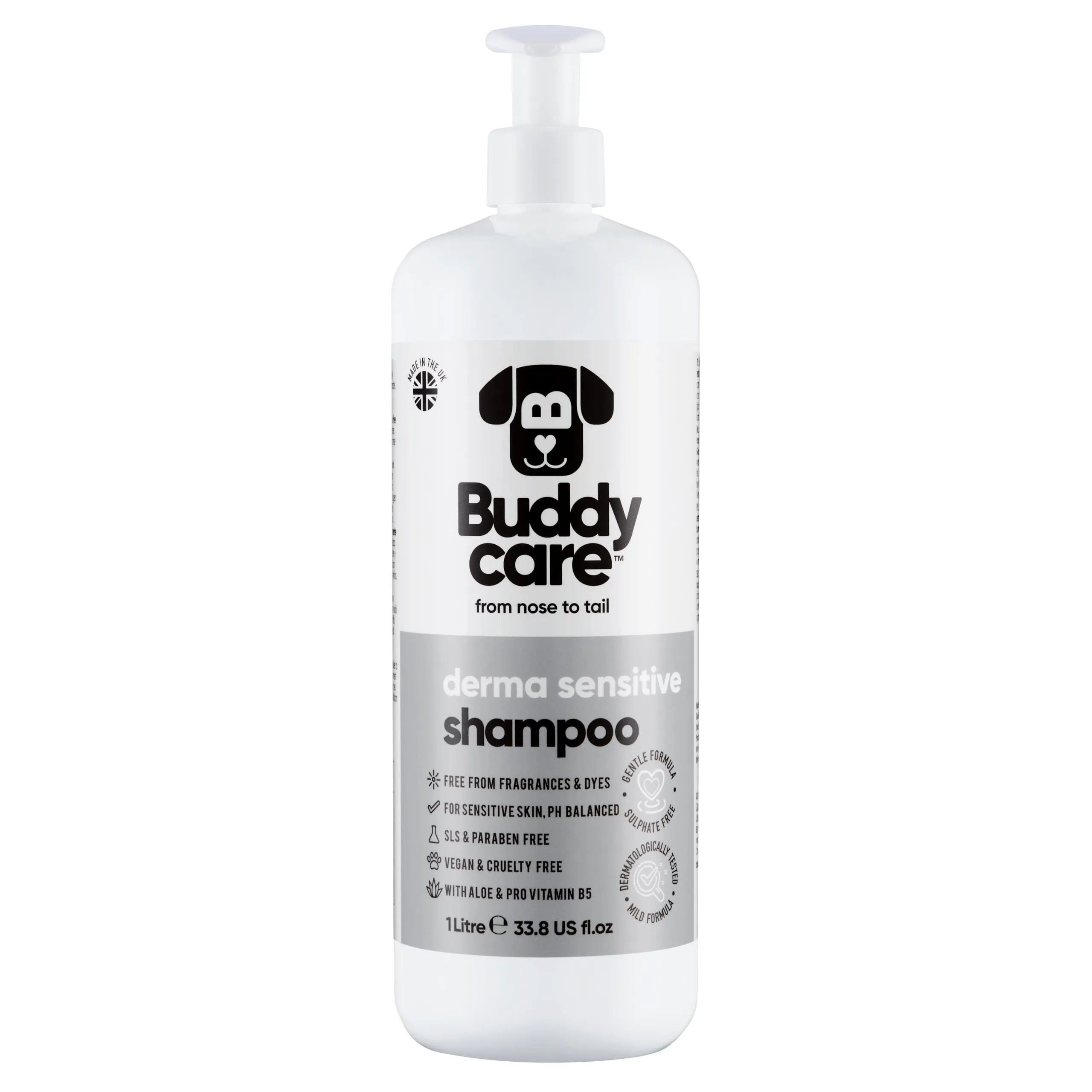 Buddycare Derma Sensitive Shampoo per cani pelli sensibili con aloe vera e pro vitamina B5, 1L - immagine 1