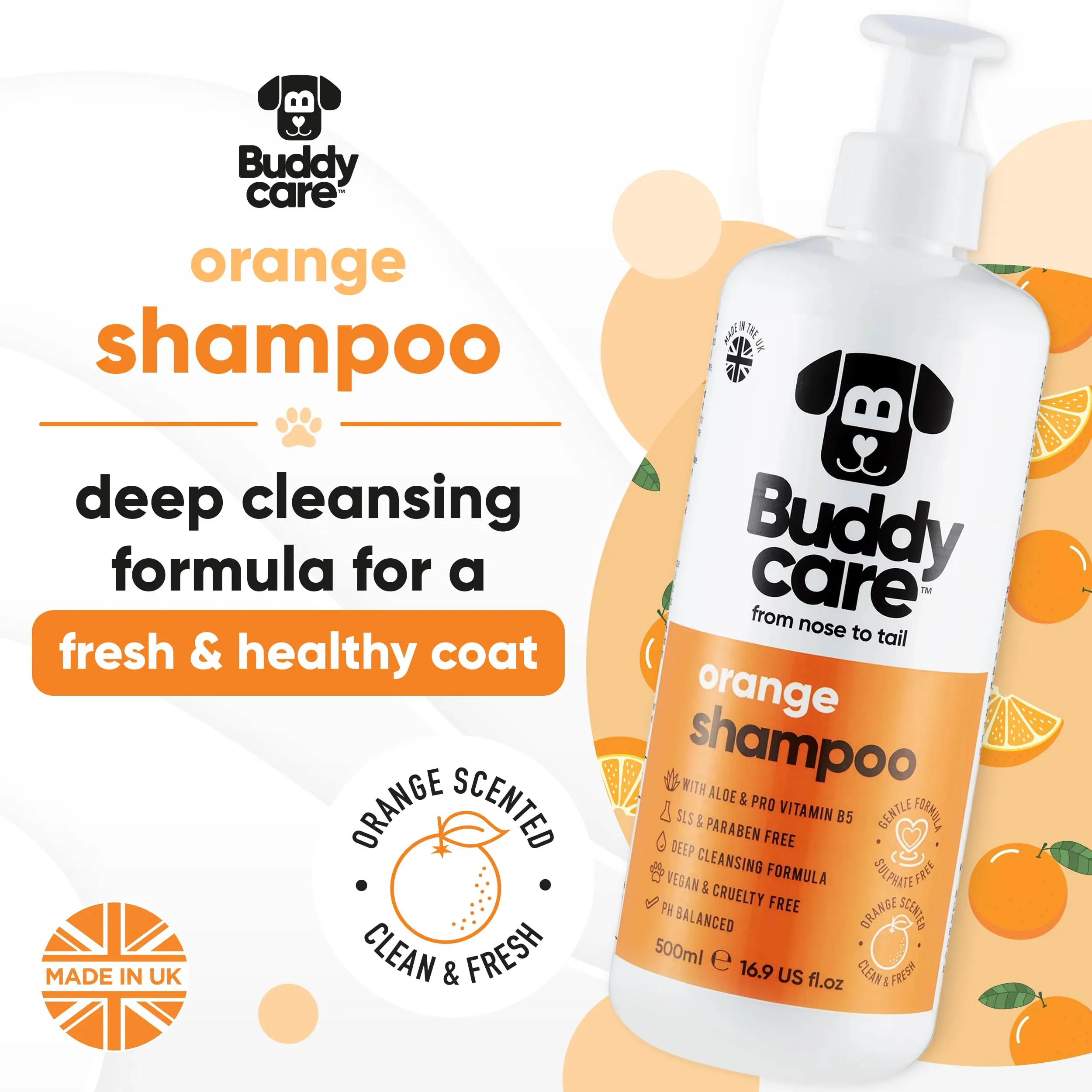Buddycare Shampoo per cani all'arancia con Aloe Vera e Pro-Vitamina B5, 500 ml - immagine 2
