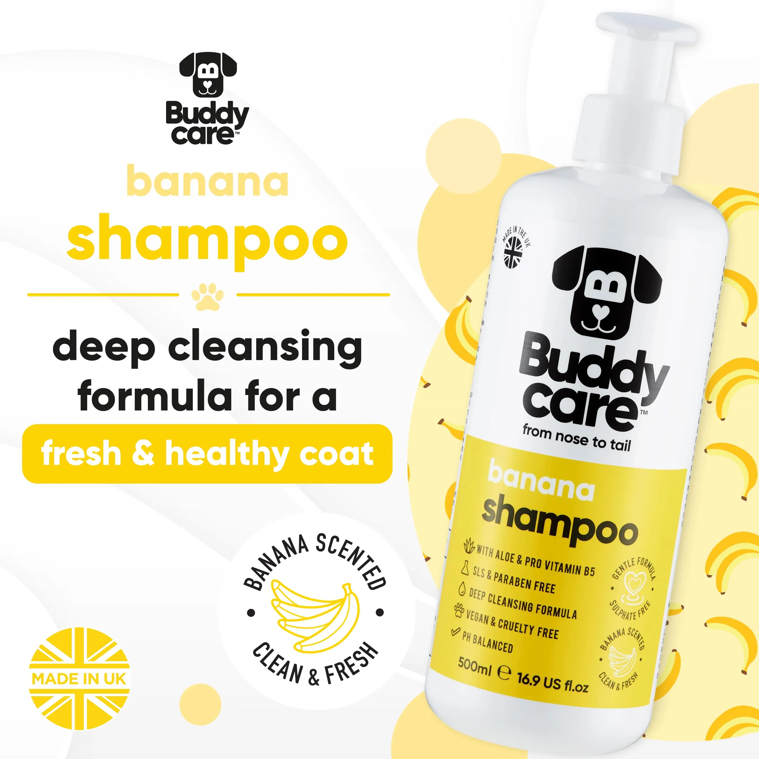 Buddycare Shampoo per Cani alla Banana con Aloe Vera e Pro-Vitamina B5, 500 ml - immagine 2