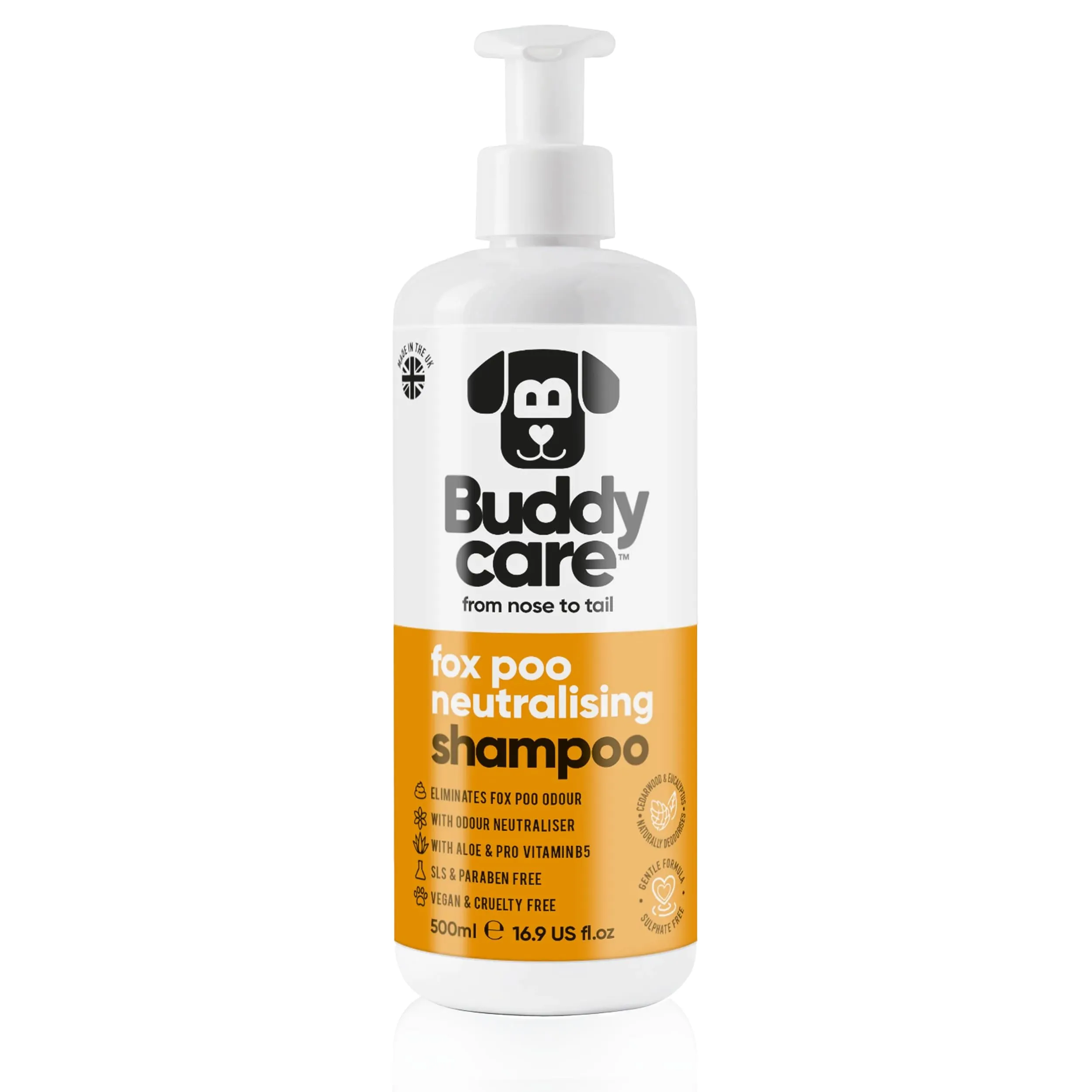 Buddycare Shampoo per cani Fox Poo, Formula vegana per pelli pruriginose e sensibili (500 ml) - immagine 1