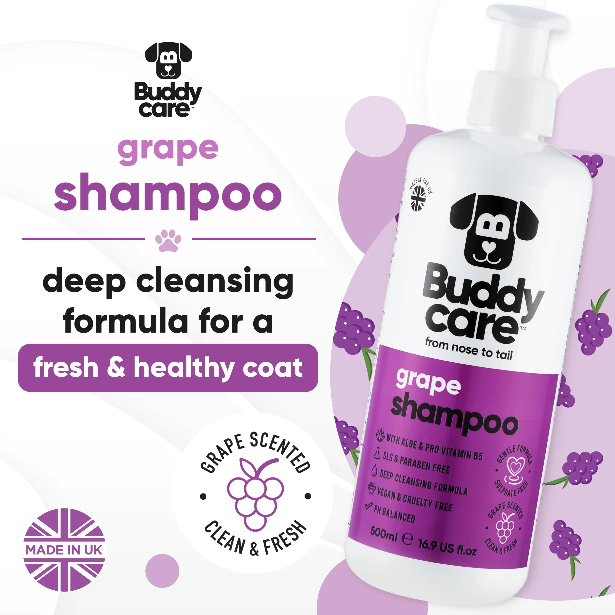 Buddycare Shampoo per cani, Grape, 500 ml - immagine 2