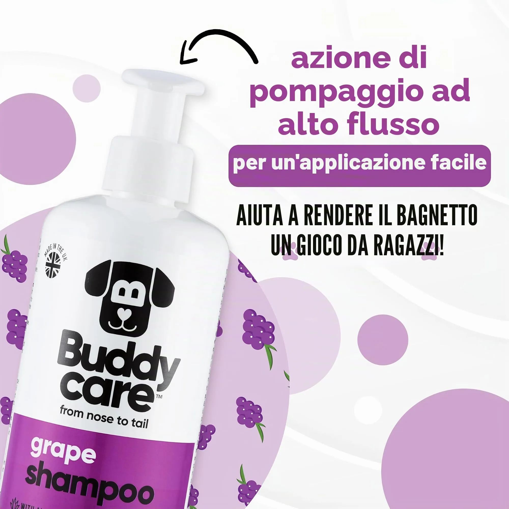 Buddycare Shampoo per cani, Grape, 500 ml - immagine 6