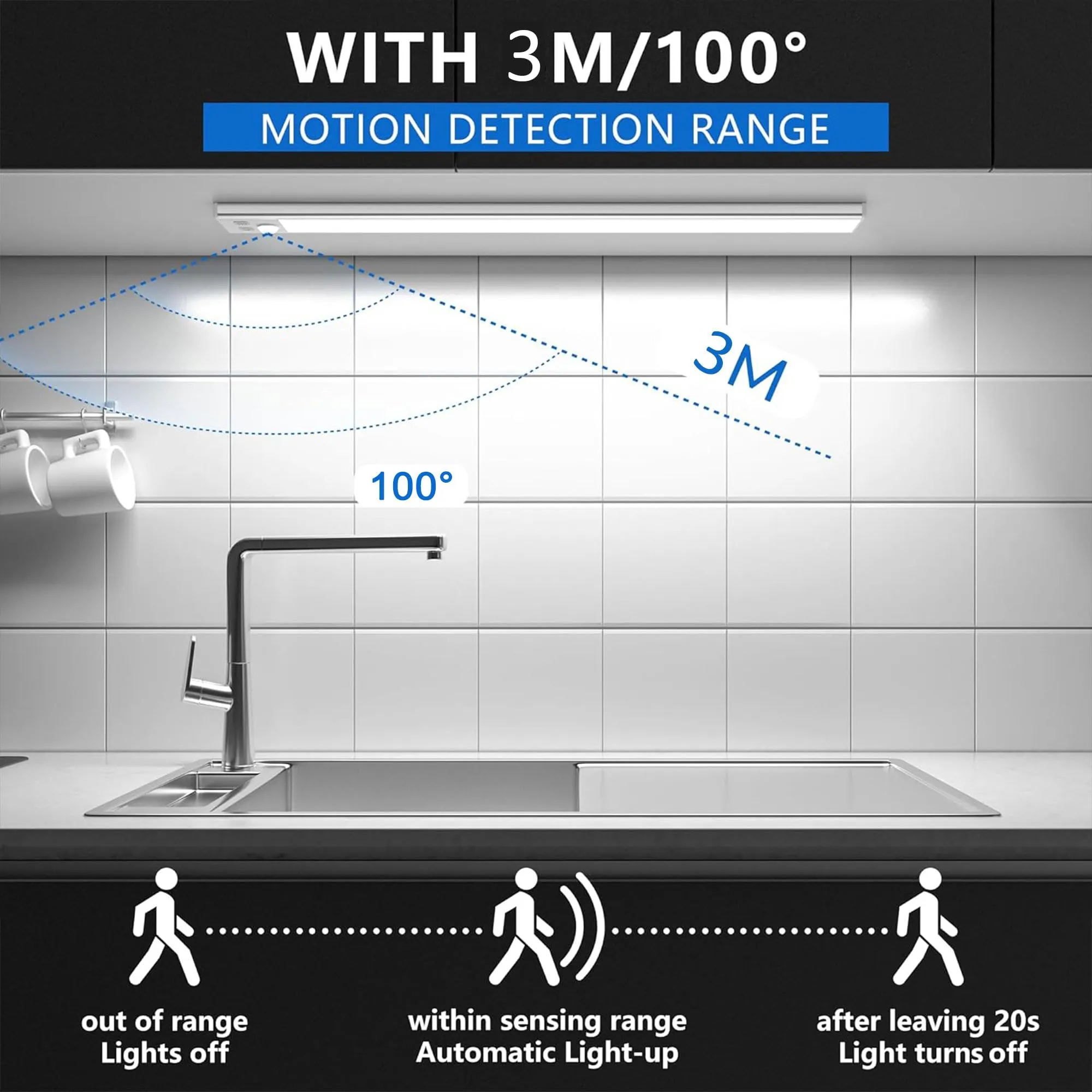 OUILA Luce Armadio LED con Sensore di Movimento, 41cm 2Pcs, GLS-C018 - immagine 3