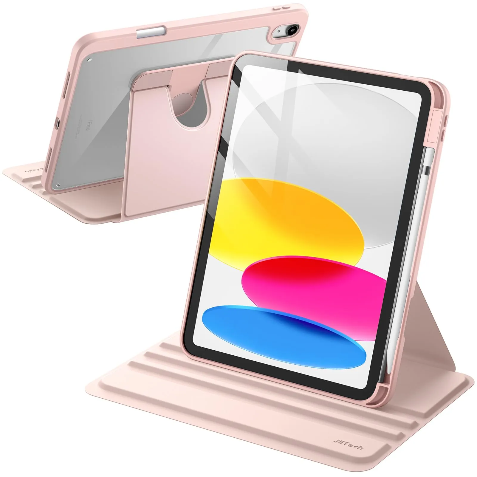 JETech Custodia Girevole per iPad 11ª/10ª Gen, Rosa Sabbia - immagine 1