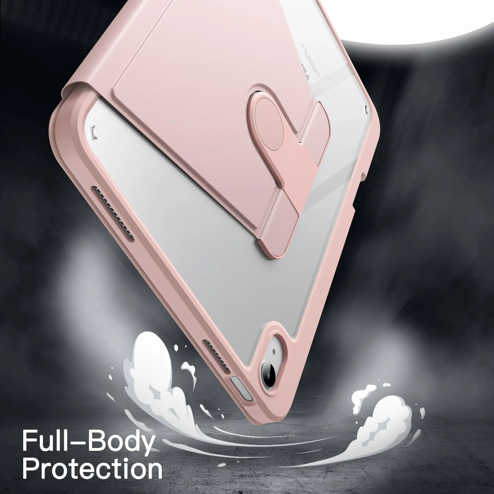 JETech Custodia Girevole per iPad 11ª/10ª Gen, Rosa Sabbia - immagine 4