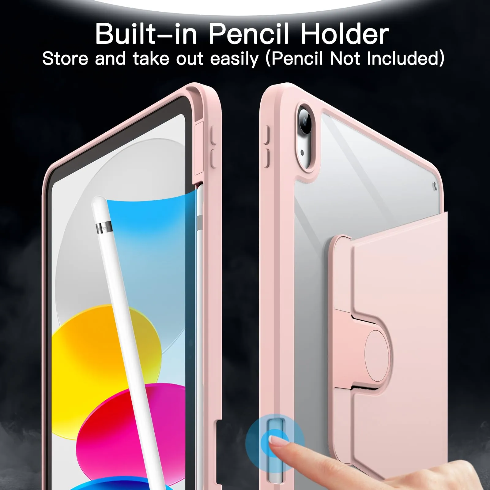JETech Custodia Girevole per iPad 11ª/10ª Gen, Rosa Sabbia - immagine 5