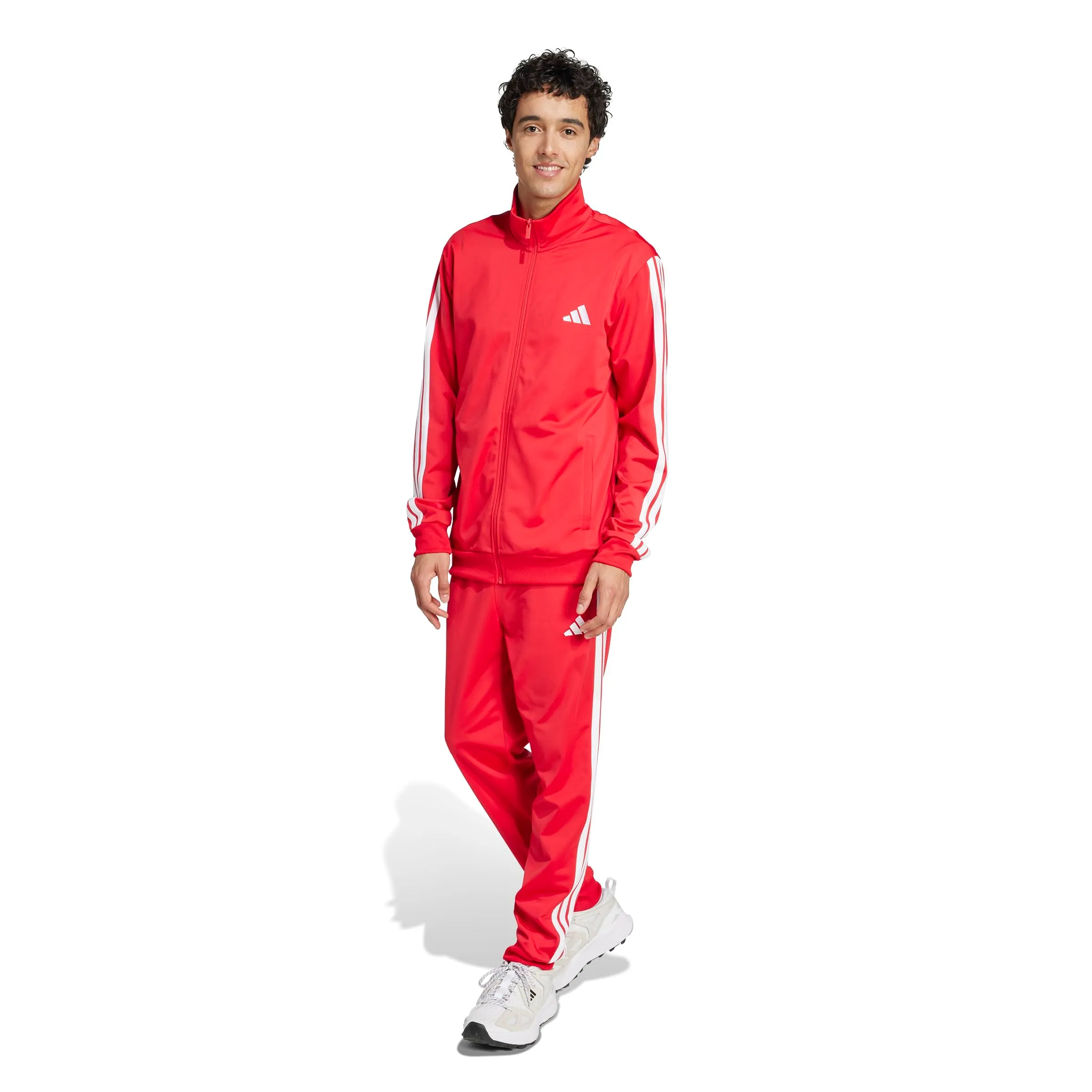 adidas Sportswear Basic 3 Stripes Tricot Tracksuit, Pure Ruby/White, S - immagine 3