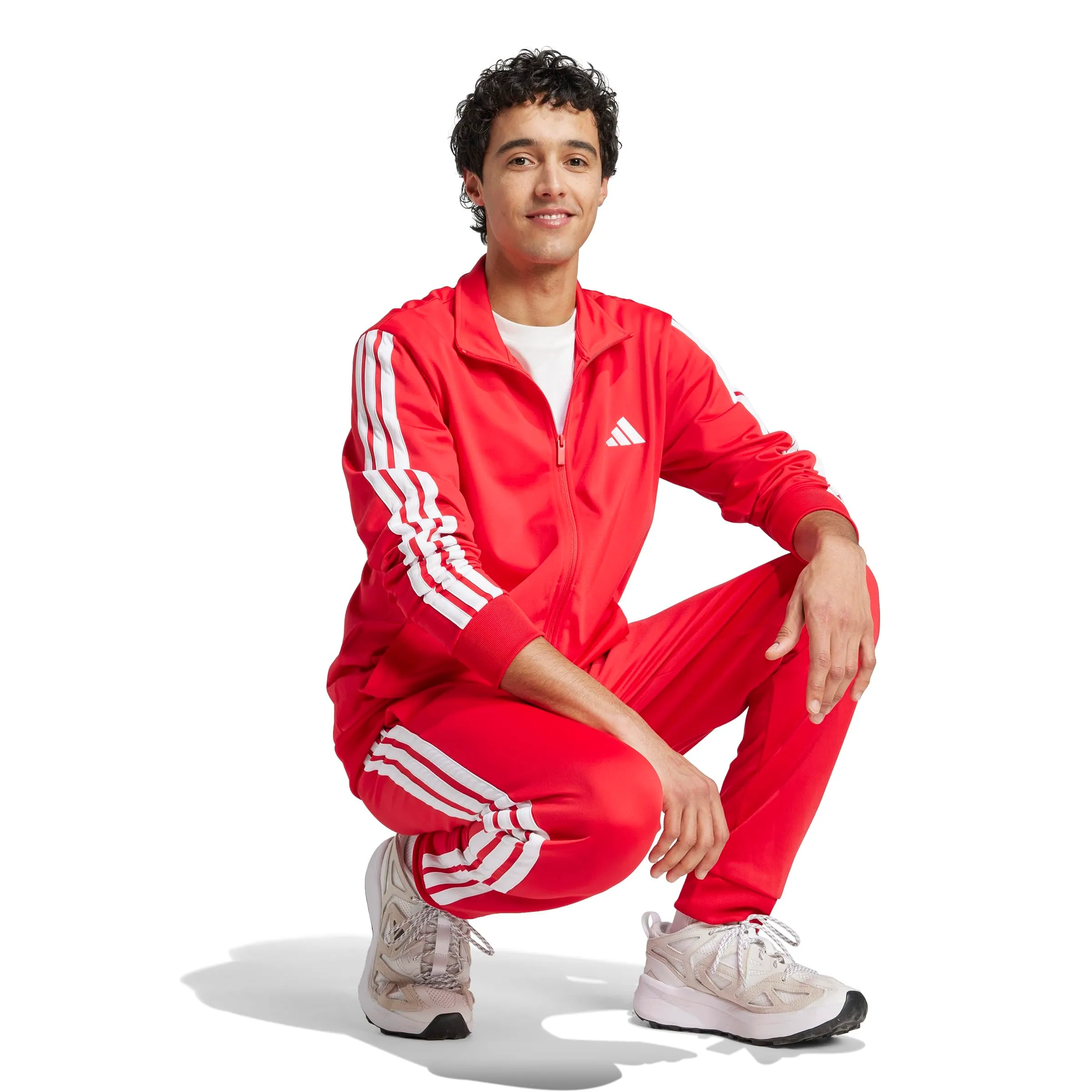 adidas Sportswear Basic 3 Stripes Tricot Tracksuit, Pure Ruby/White, S - immagine 6