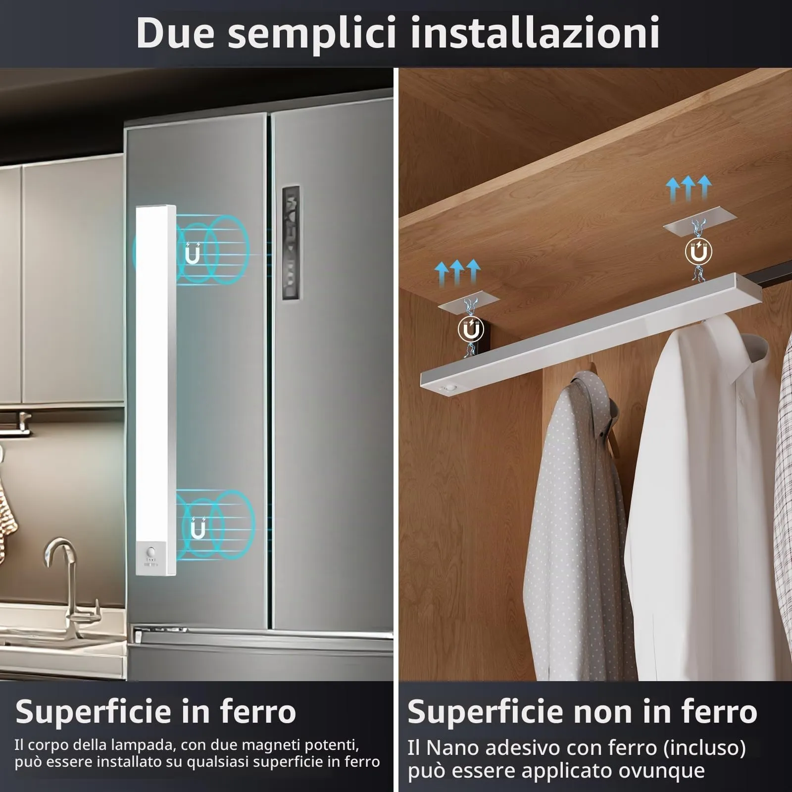 OUILA Luce Armadio LED con Sensore di Movimento, Luci Sottopensile Cucina, 32cm x 2 Pezzi, GLS-C004 - immagine 3