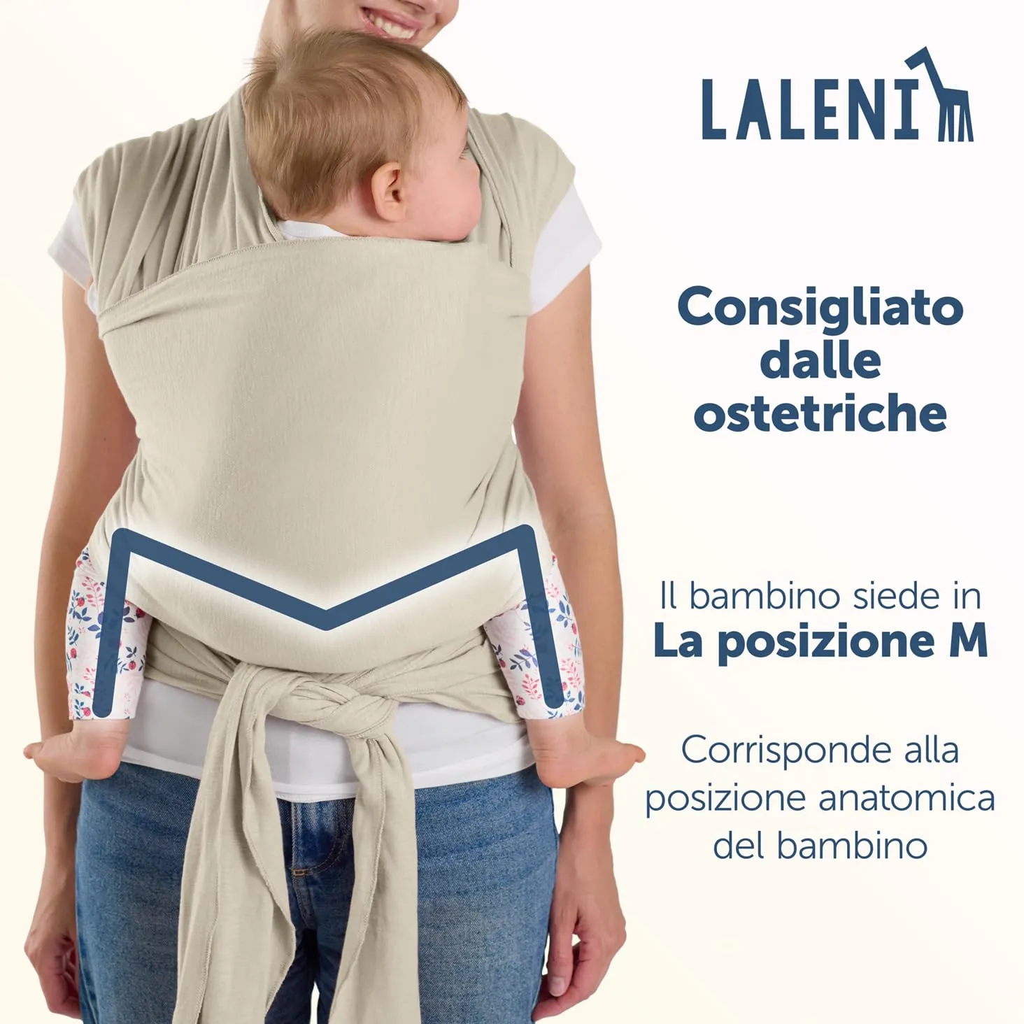 Laleni Fascia Porta Bebe in Cotone, fino a 15kg, 5,10m, Beige - immagine 2