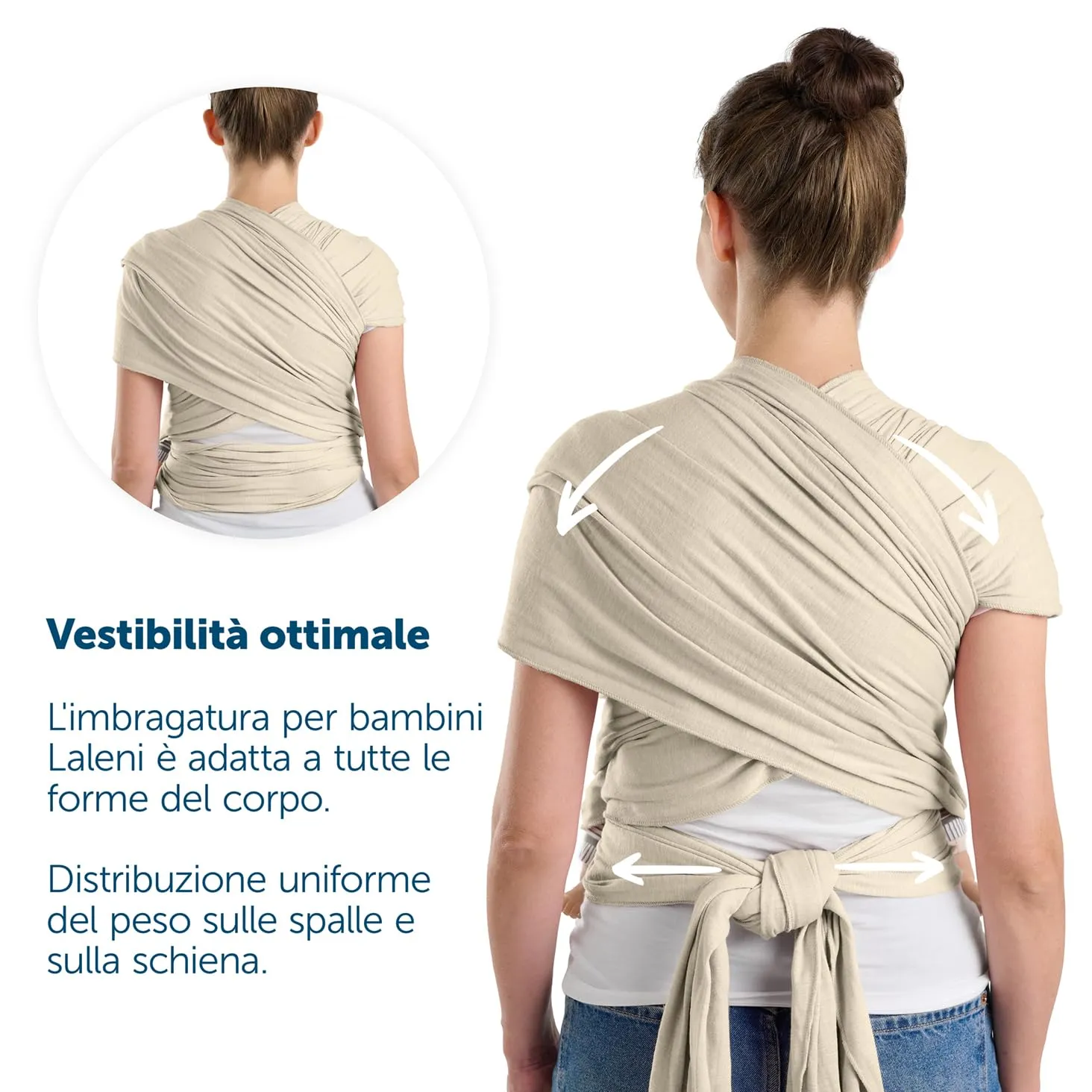 Laleni Fascia Porta Bebe in Cotone, fino a 15kg, 5,10m, Beige - immagine 5