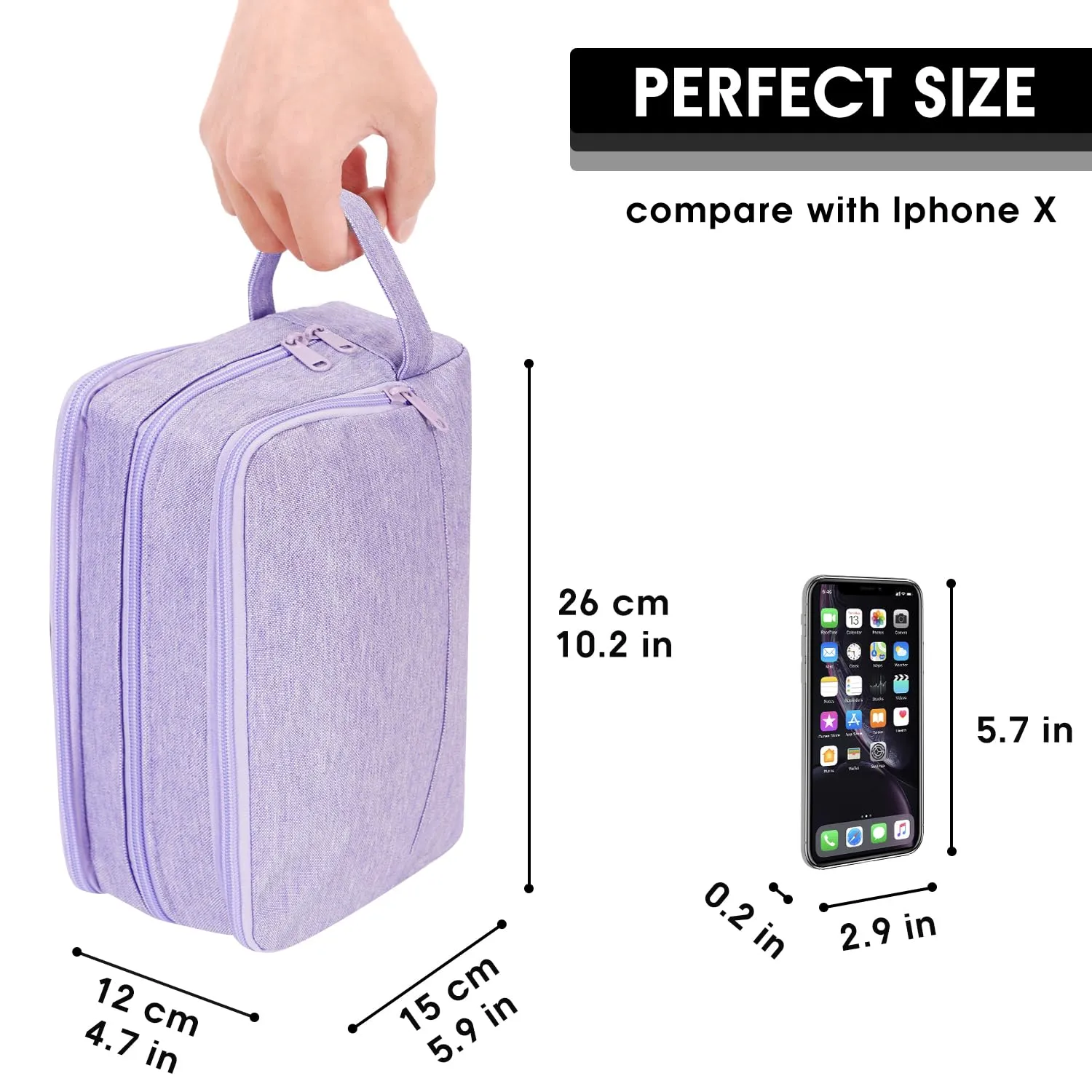 WANDF Borsa da toilette per uomo e donna (A-Denim Pure Purple) - immagine 5