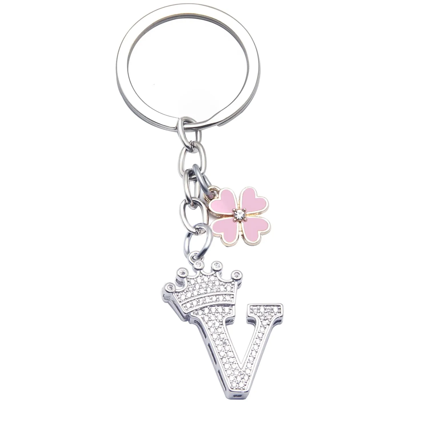 GUOYU Portachiavi con Lettera Iniziale, Argento - immagine 1