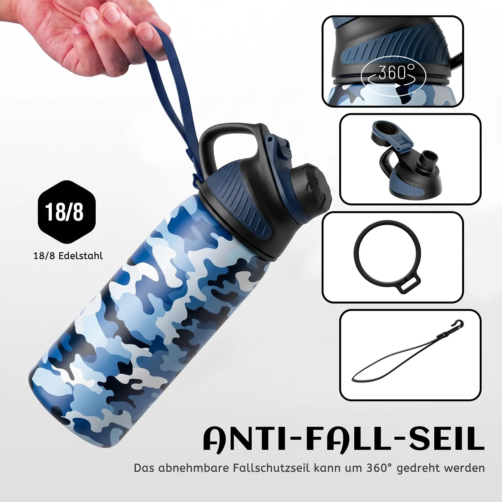 Fjbottle Borraccia Sportiva in Acciaio Inox, 1 l, con Coperchio Magnetico - immagine 2