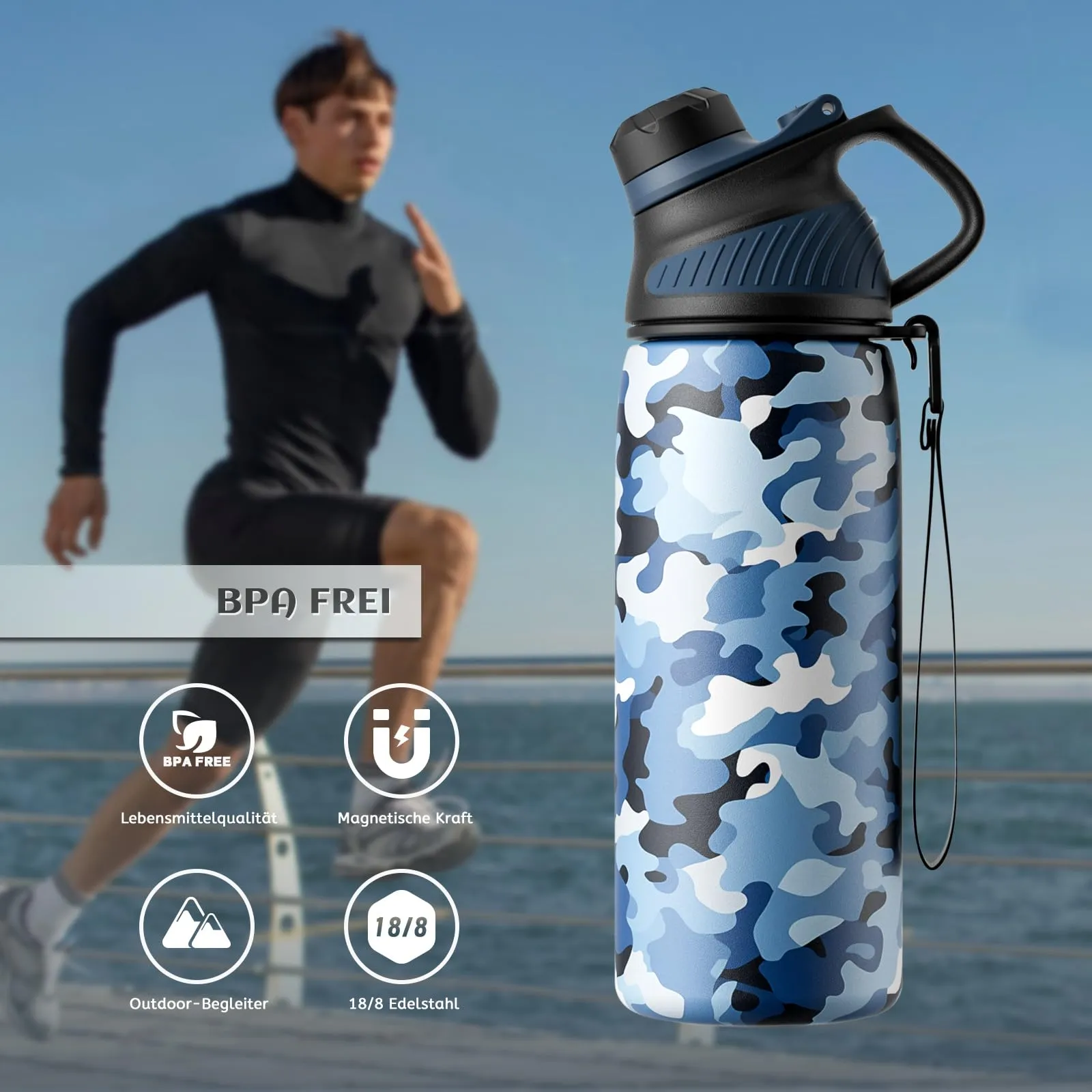 Fjbottle Borraccia Sportiva in Acciaio Inox, 1 l, con Coperchio Magnetico - immagine 4