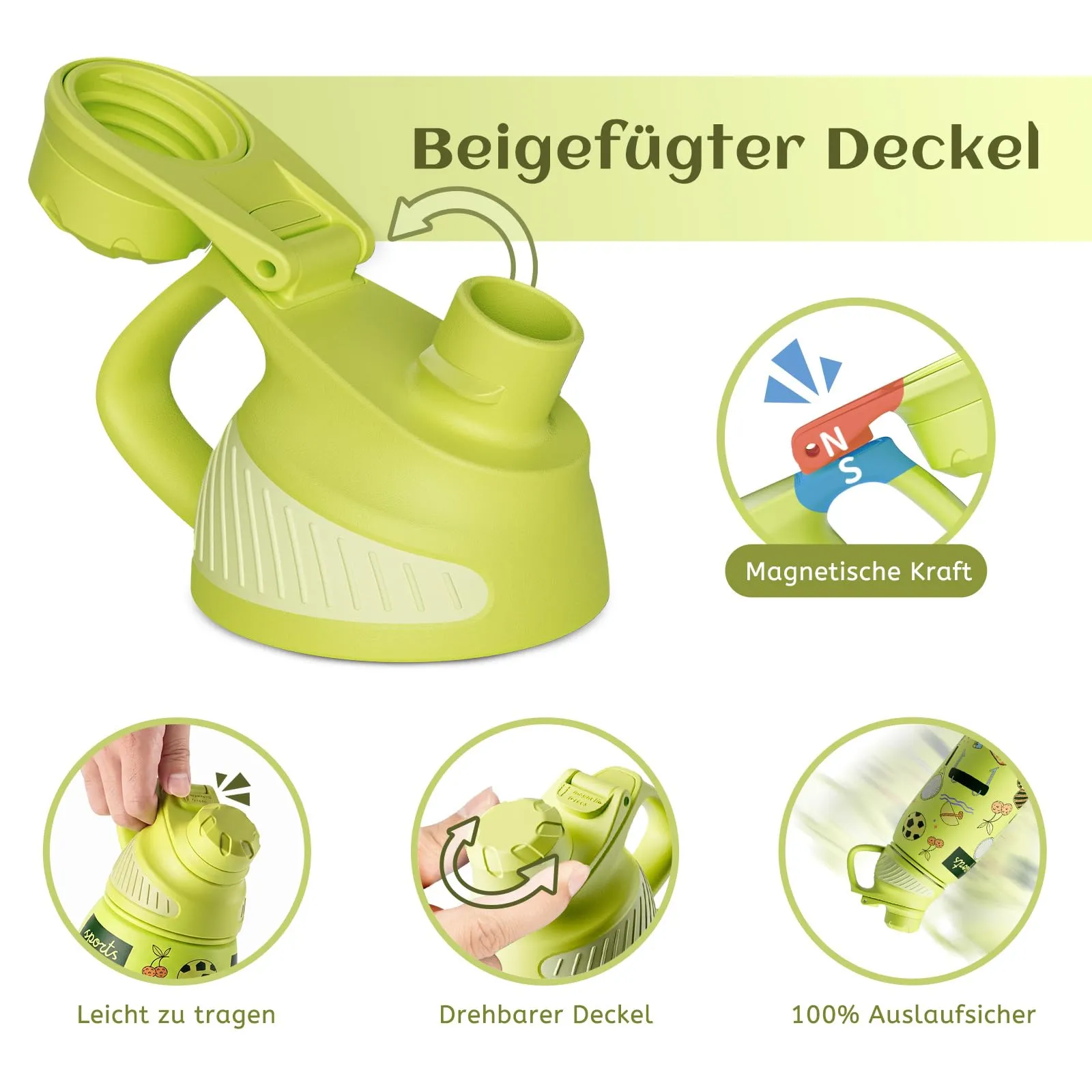 Fjbottle Borraccia in acciaio inox da 600 ml con coperchio magnetico - immagine 2