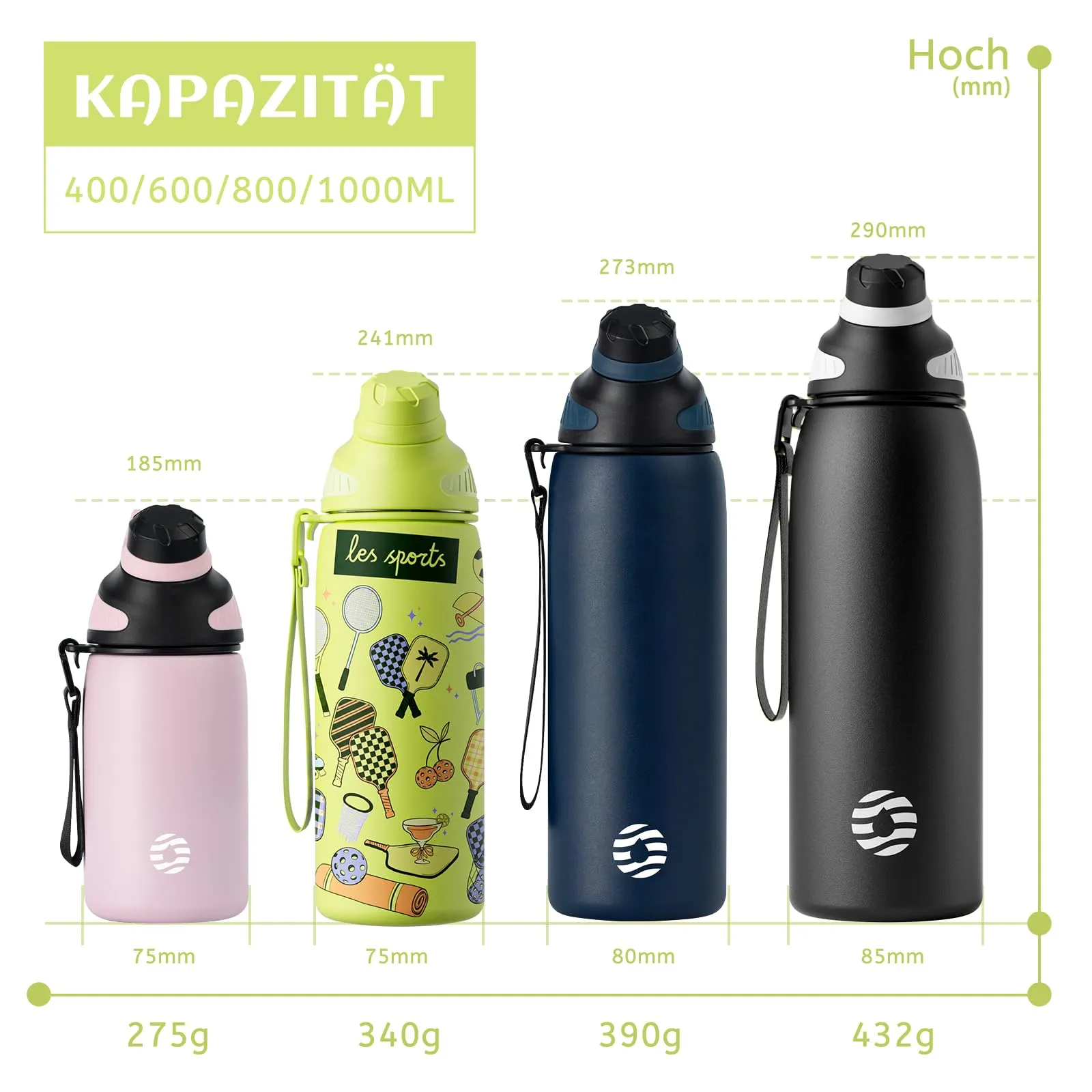 Fjbottle Borraccia in acciaio inox da 600 ml con coperchio magnetico - immagine 4