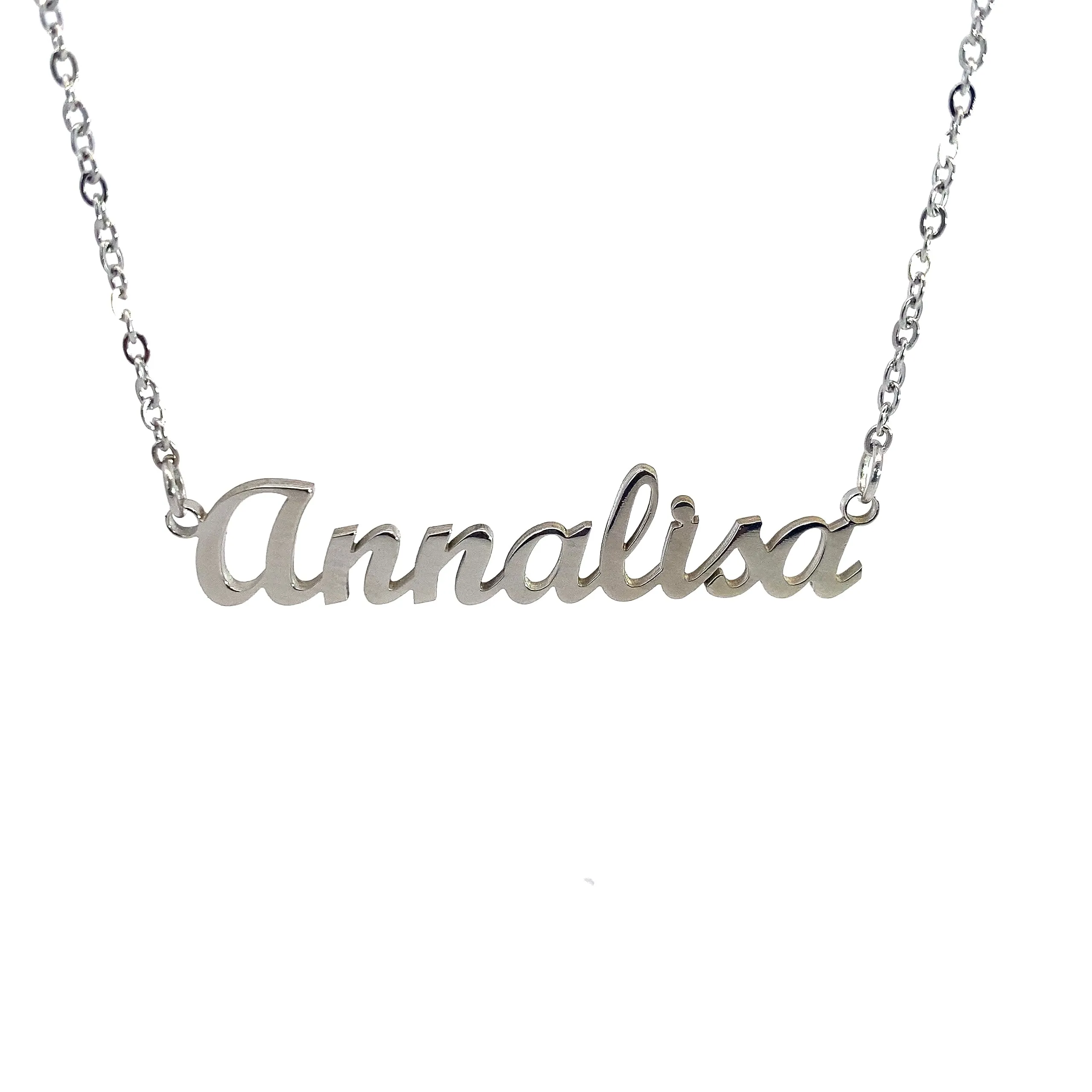 10:10 Collana Donna Nome Personalizzato in Acciaio Inox Anallergico, Finitura Lucida, Catena Regolabile (Annalisa) - immagine 1