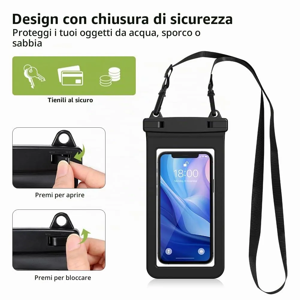 KYG Kit 3 in 1 Borsa Impermeabile Dry Bag 20L con Marsupio e Custodia per Cellulare, Erba Verde - immagine 3