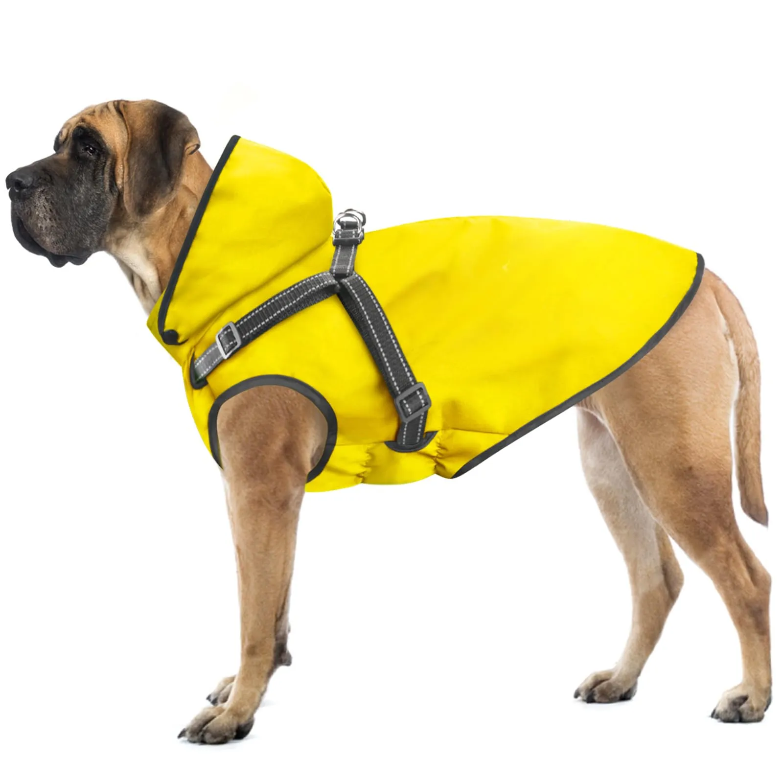 Mosucoirl Impermeabile per cani con cappuccio, Giallo, L - immagine 1