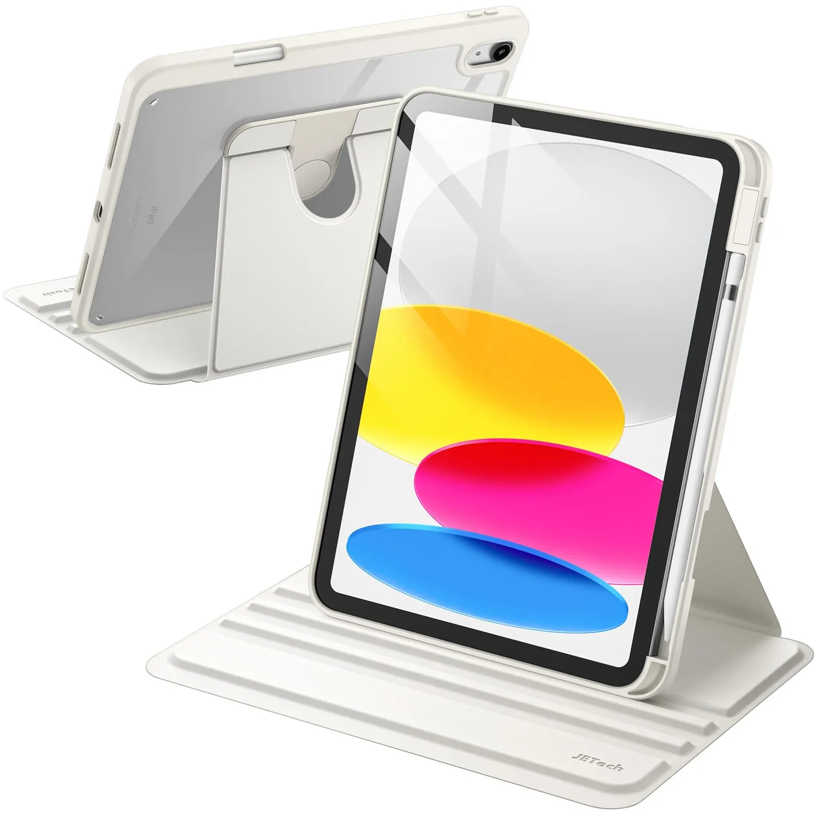 JETech Custodia Girevole per iPad 11ª/10ª Gen, Bianco - immagine 1
