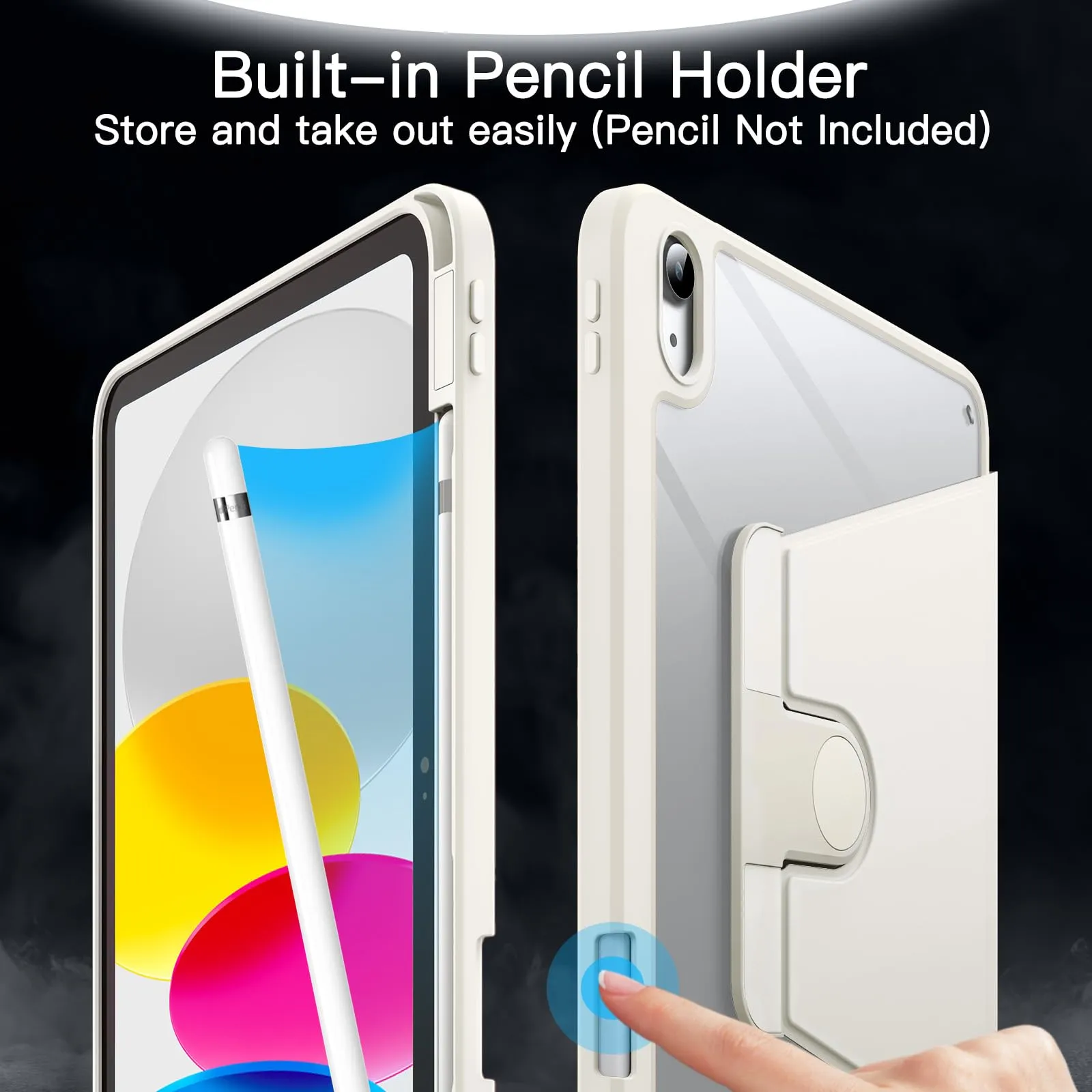 JETech Custodia Girevole per iPad 11ª/10ª Gen, Bianco - immagine 5