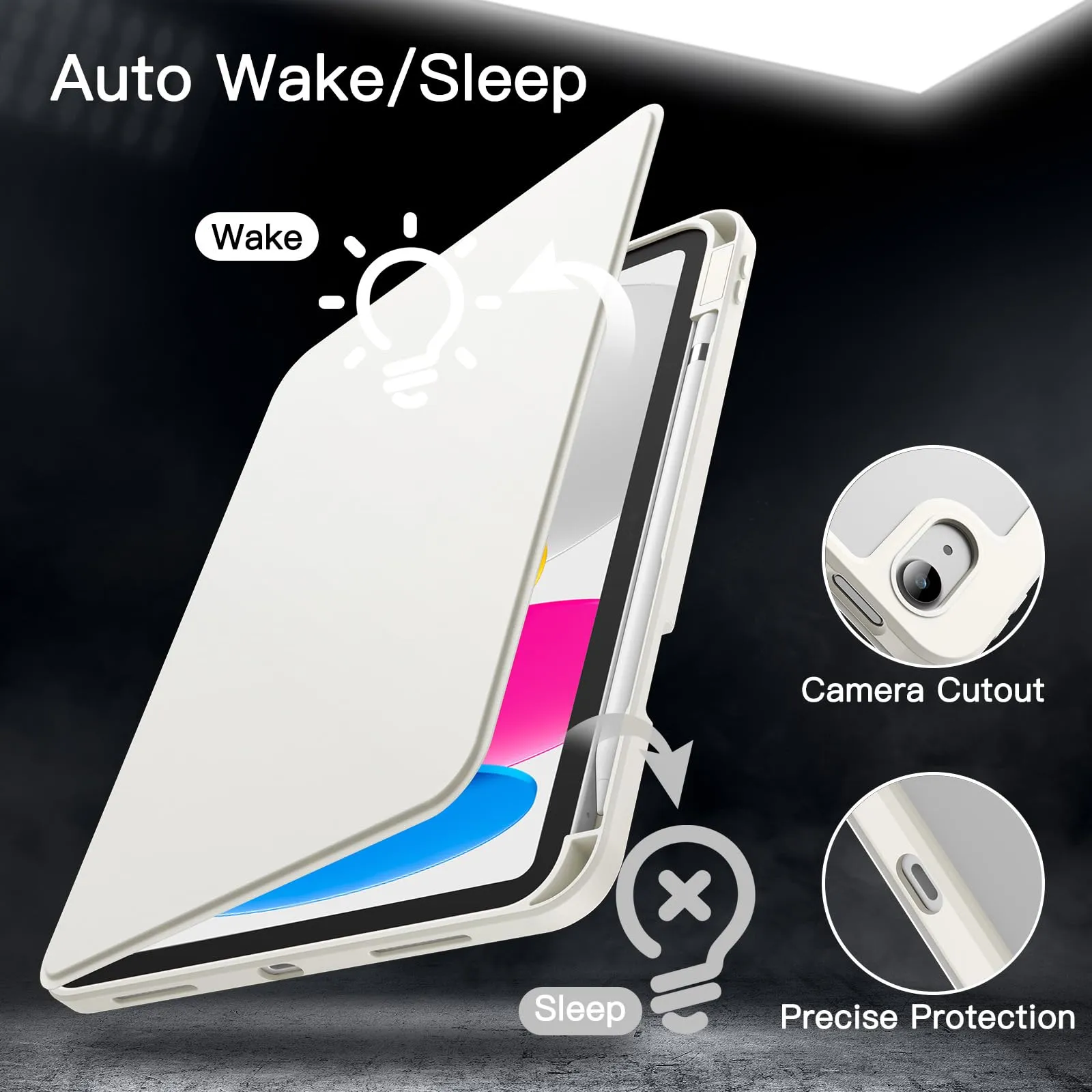 JETech Custodia Girevole per iPad 11ª/10ª Gen, Bianco - immagine 6