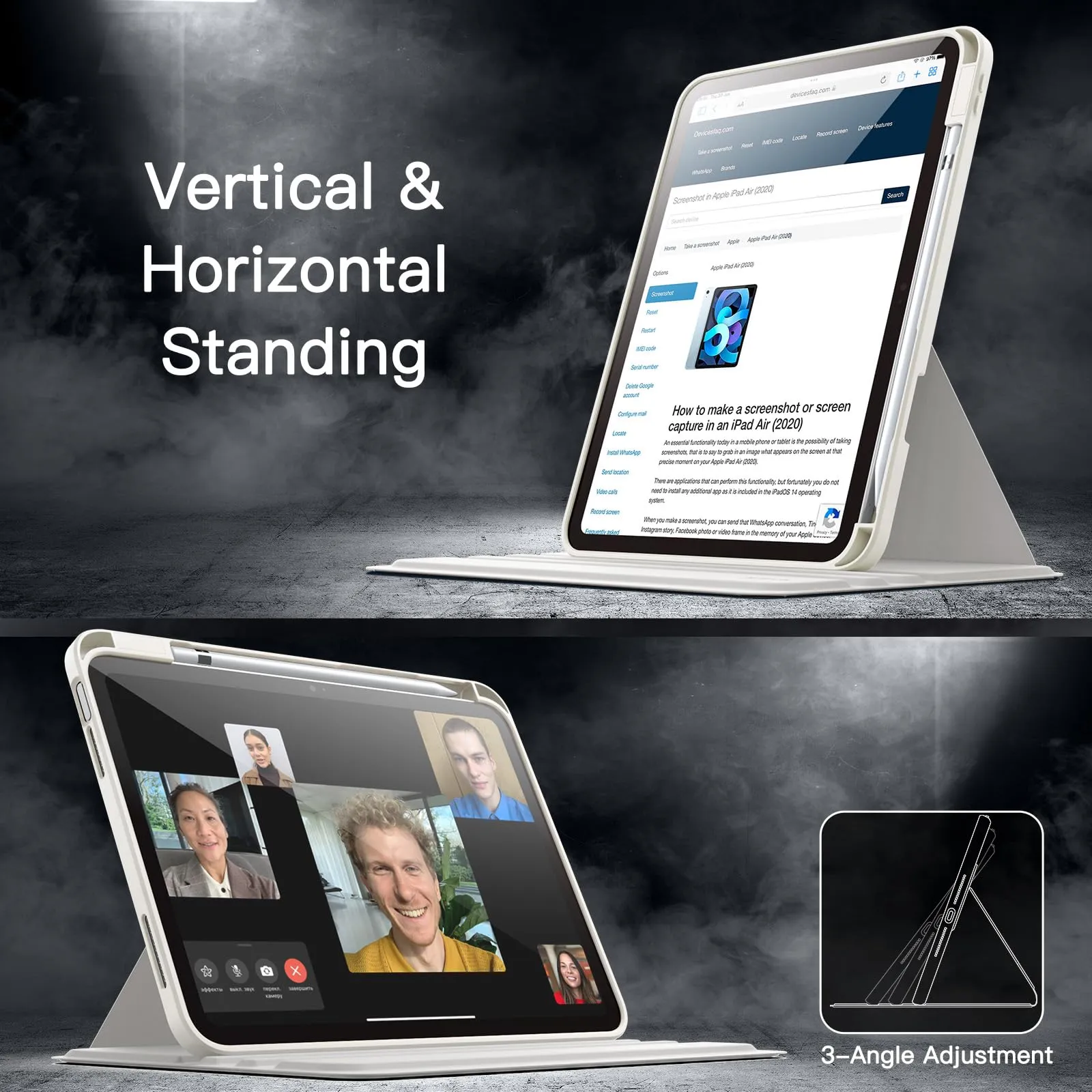 JETech Custodia Girevole per iPad 11ª/10ª Gen, Bianco - immagine 7