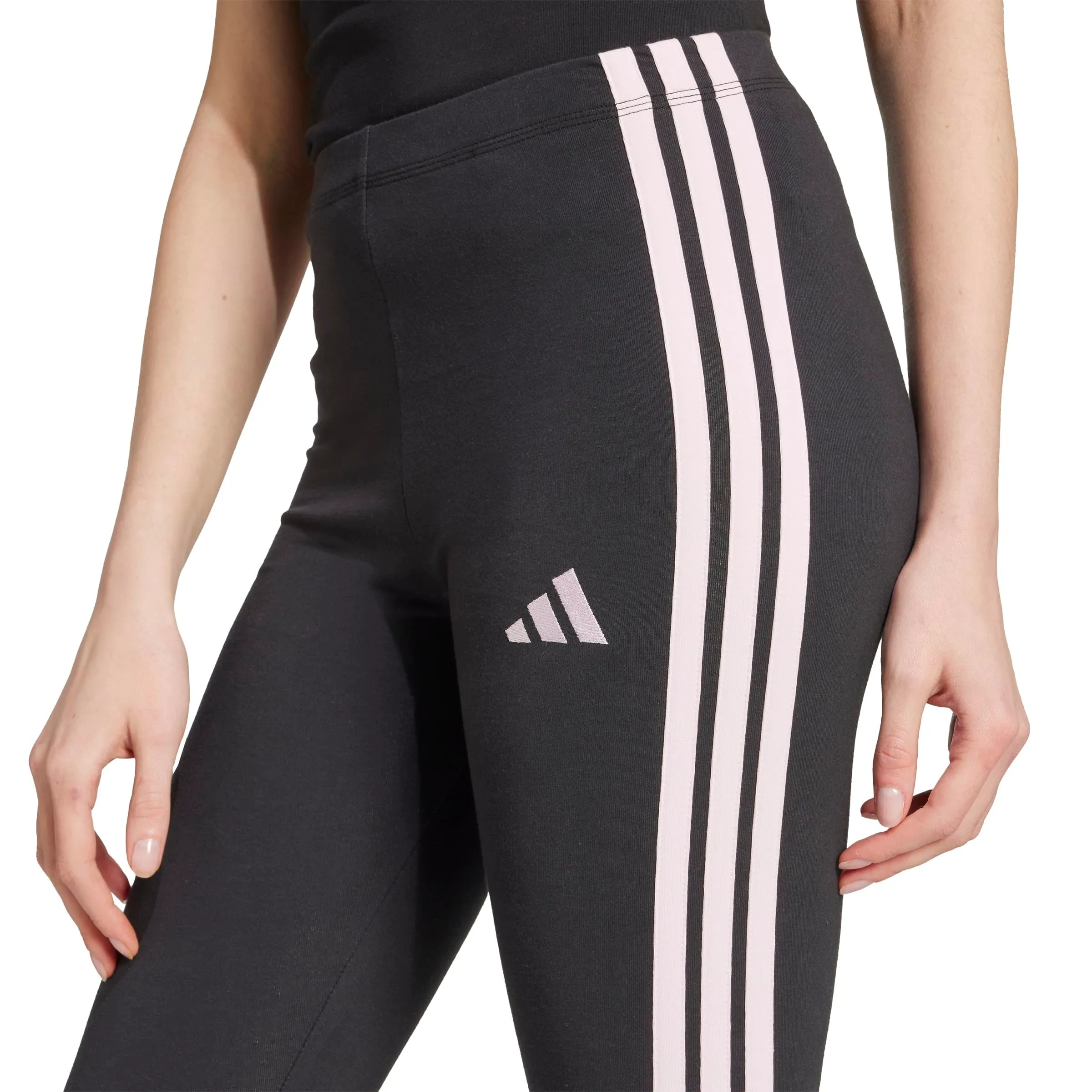adidas Essentials 3-Stripes Cotton Leggings Tights, Black/Clear Pink, M - immagine 4