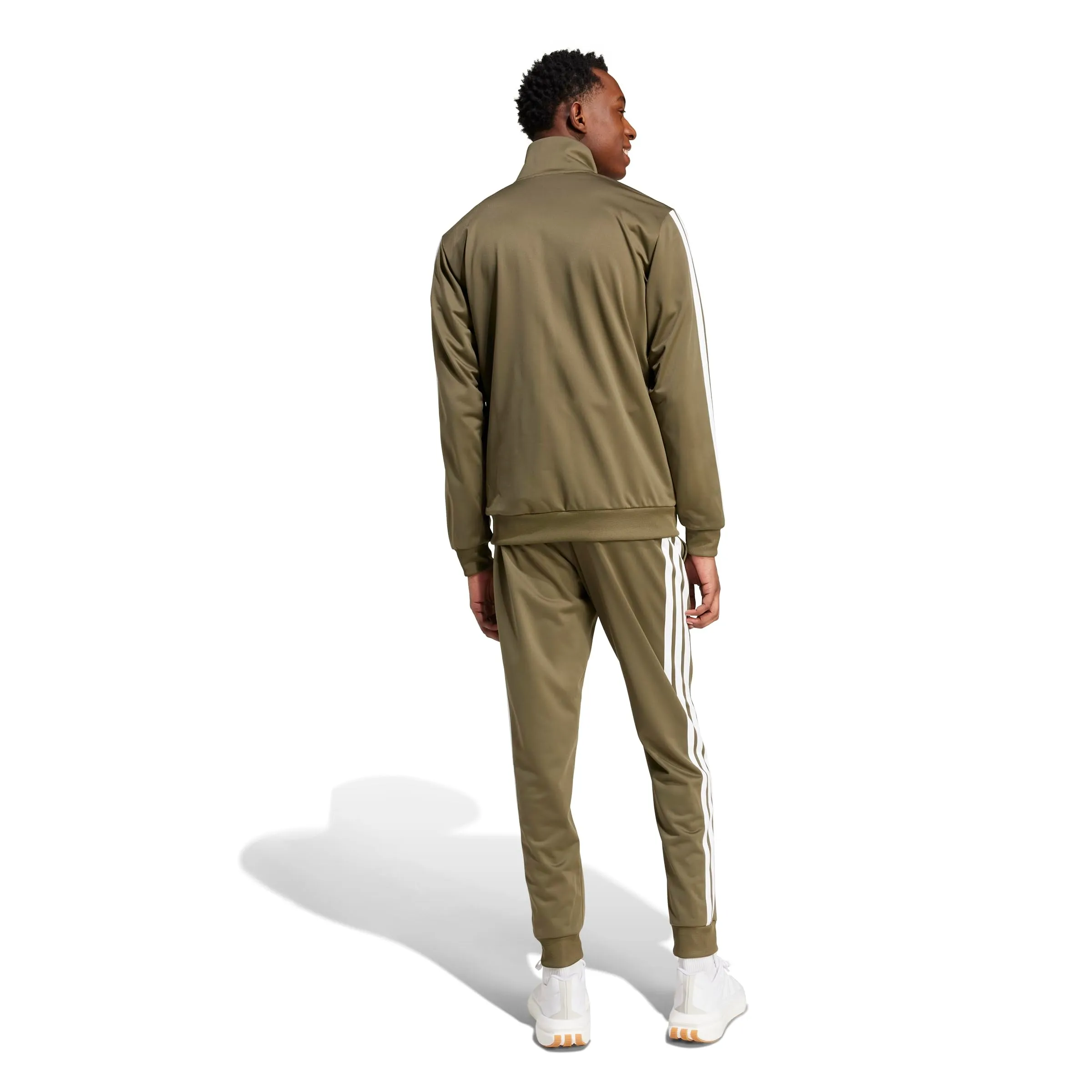 adidas Sportswear Basic 3 Stripes Tricot Track Suit, Olive Strata/White, XL - immagine 2