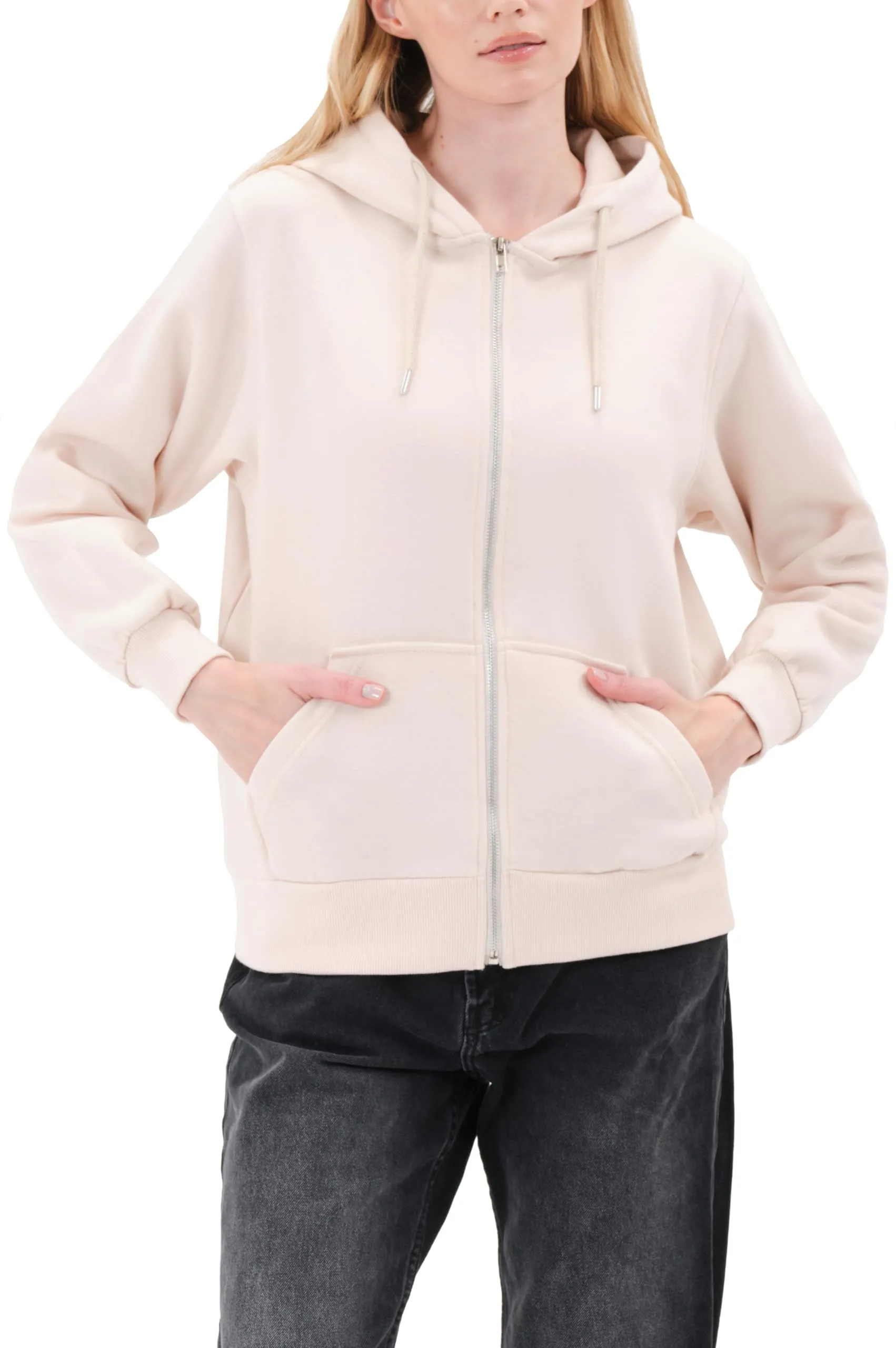 Smith & Solo Felpa da Donna con Cappuccio in Cotone, Vestibilità Aderente, Rosa-zip, XXL - immagine 3