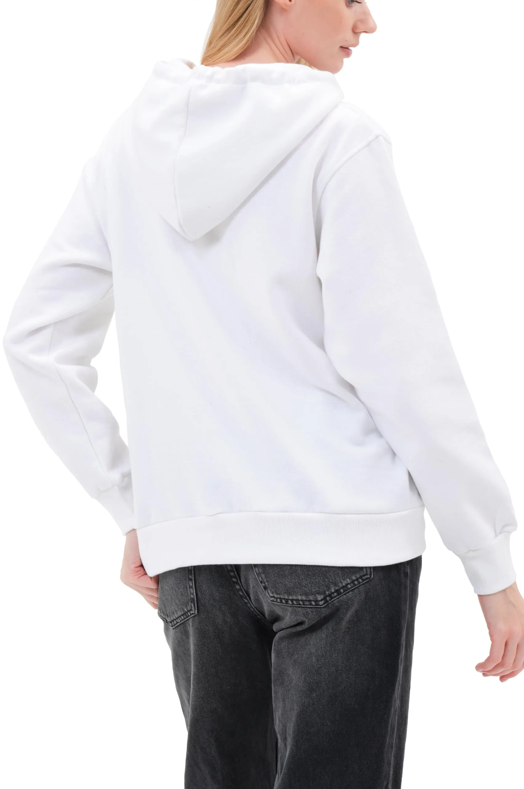 Smith & Solo Felpa da donna con cappuccio in cotone, slim fit, Cerniera Bianca, XL - immagine 7
