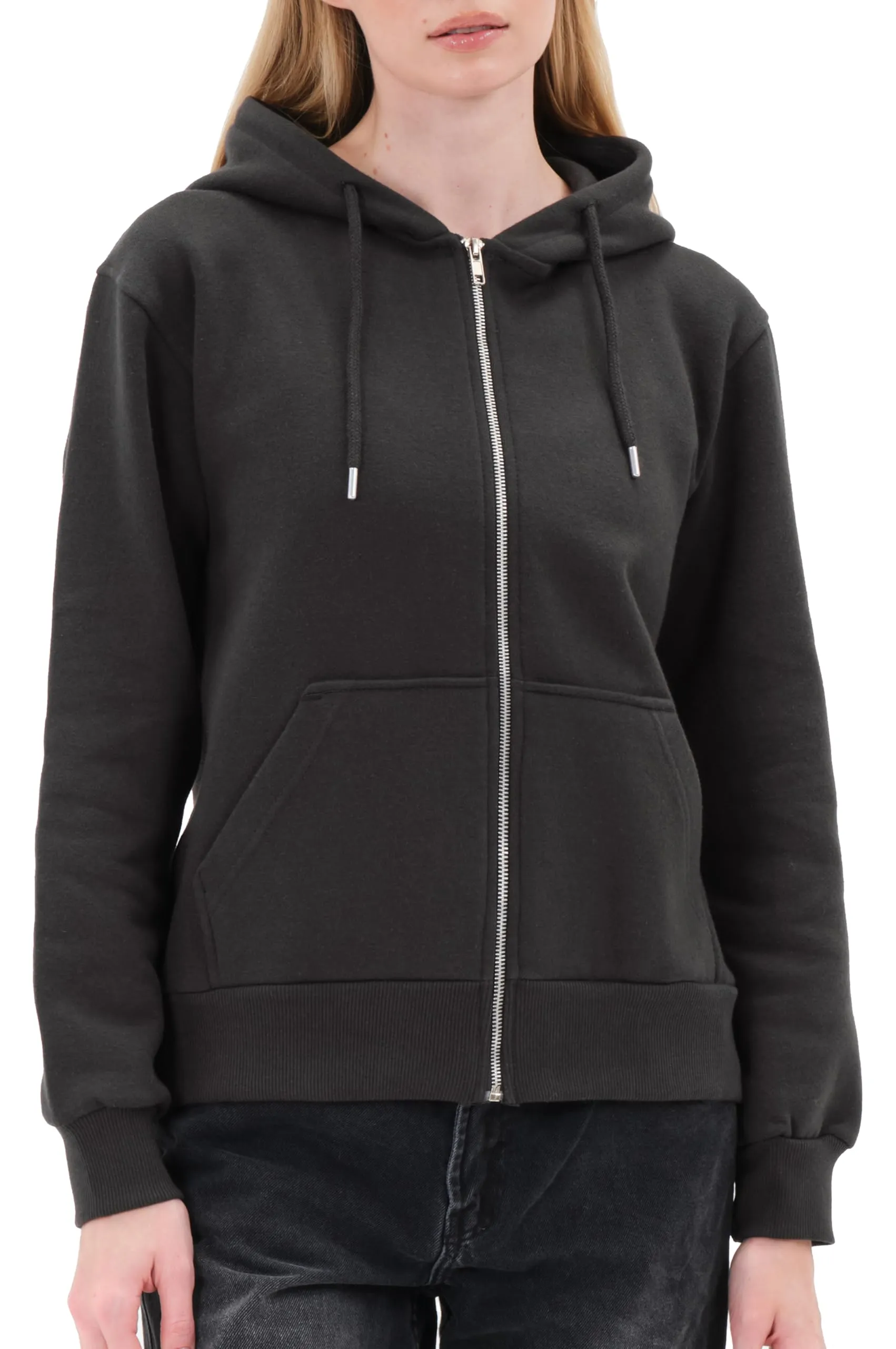 Smith & Solo Felpa da donna con cappuccio in cotone, Slim Fit, Antracite Zip, XL - immagine 1