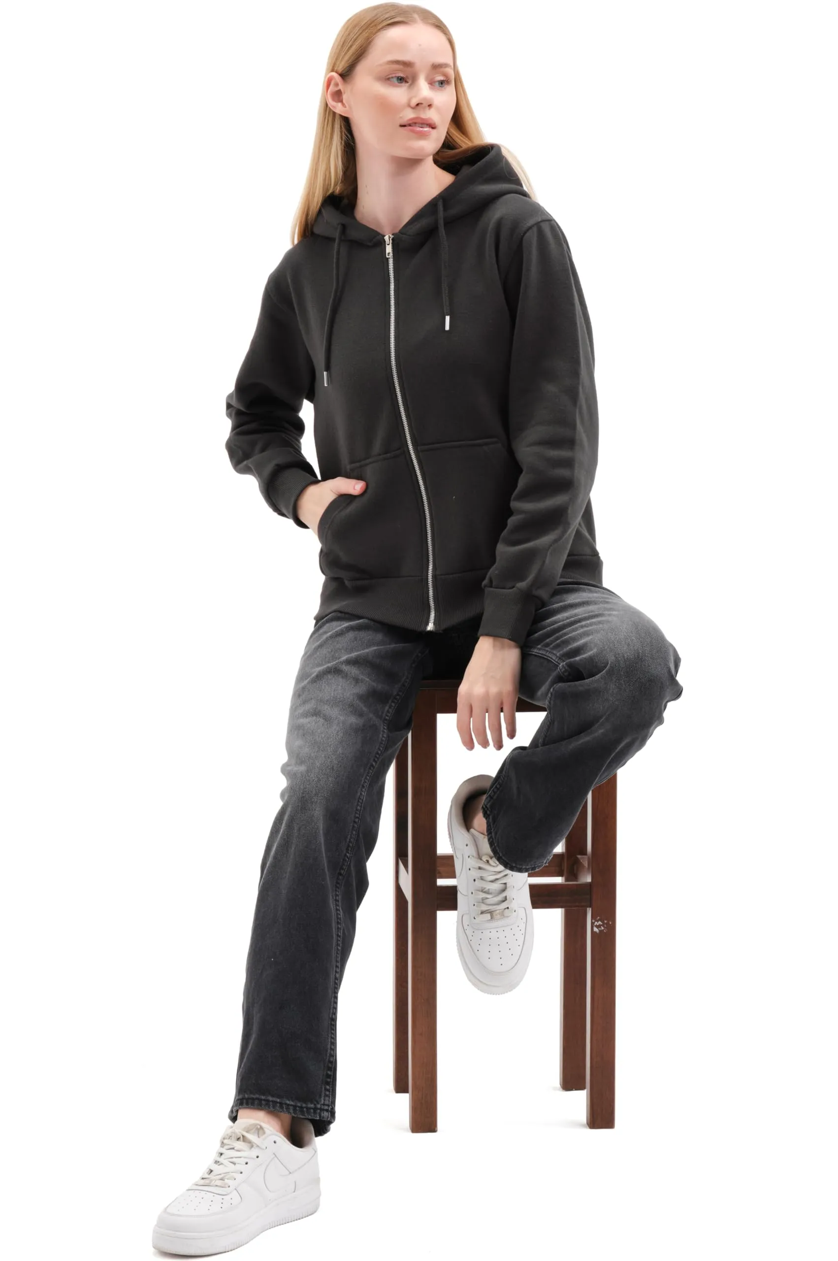 Smith & Solo Felpa da donna con cappuccio in cotone, slim fit - immagine 2