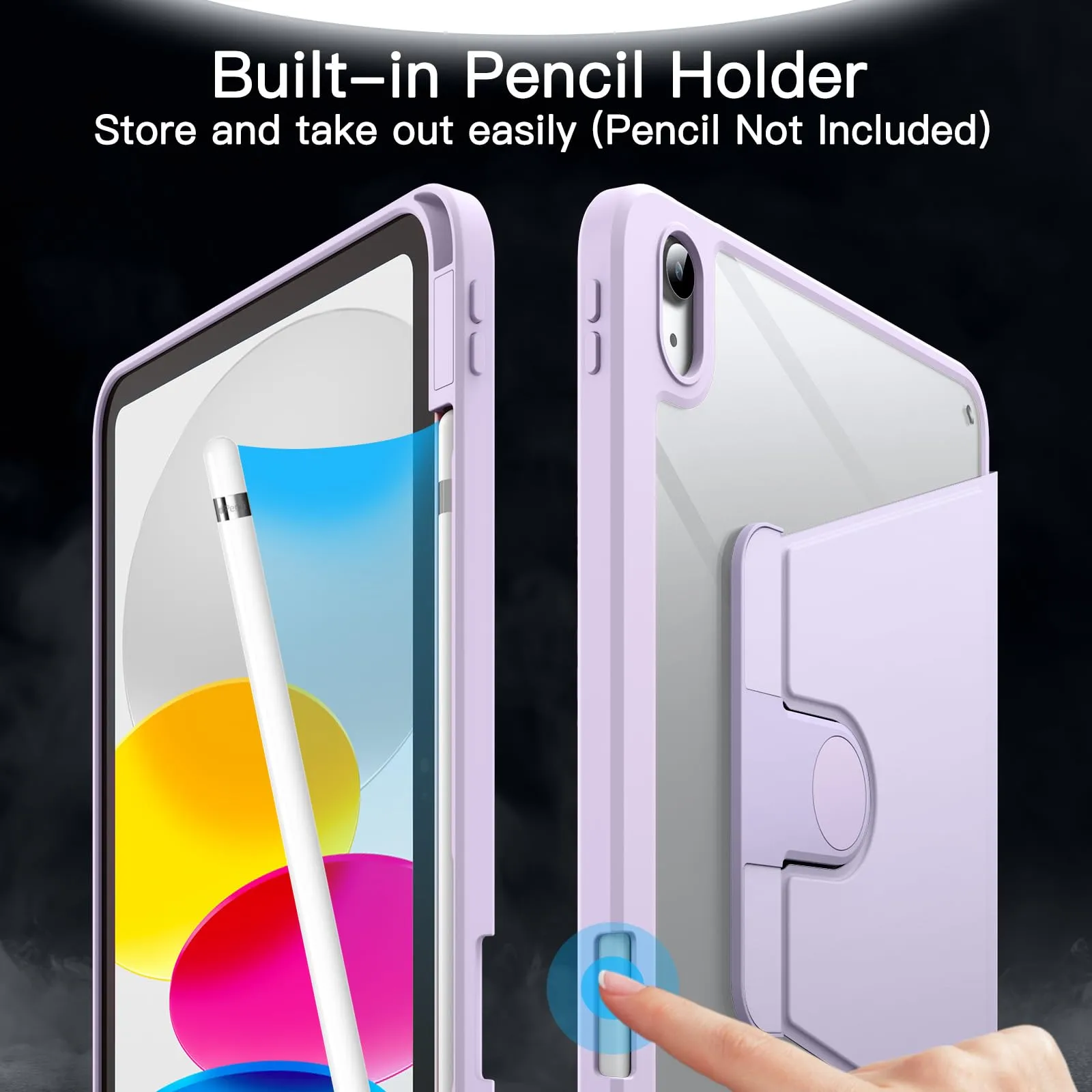 JETech Custodia Girevole per iPad 11ª/10ª Gen, Viola Chiaro - immagine 5