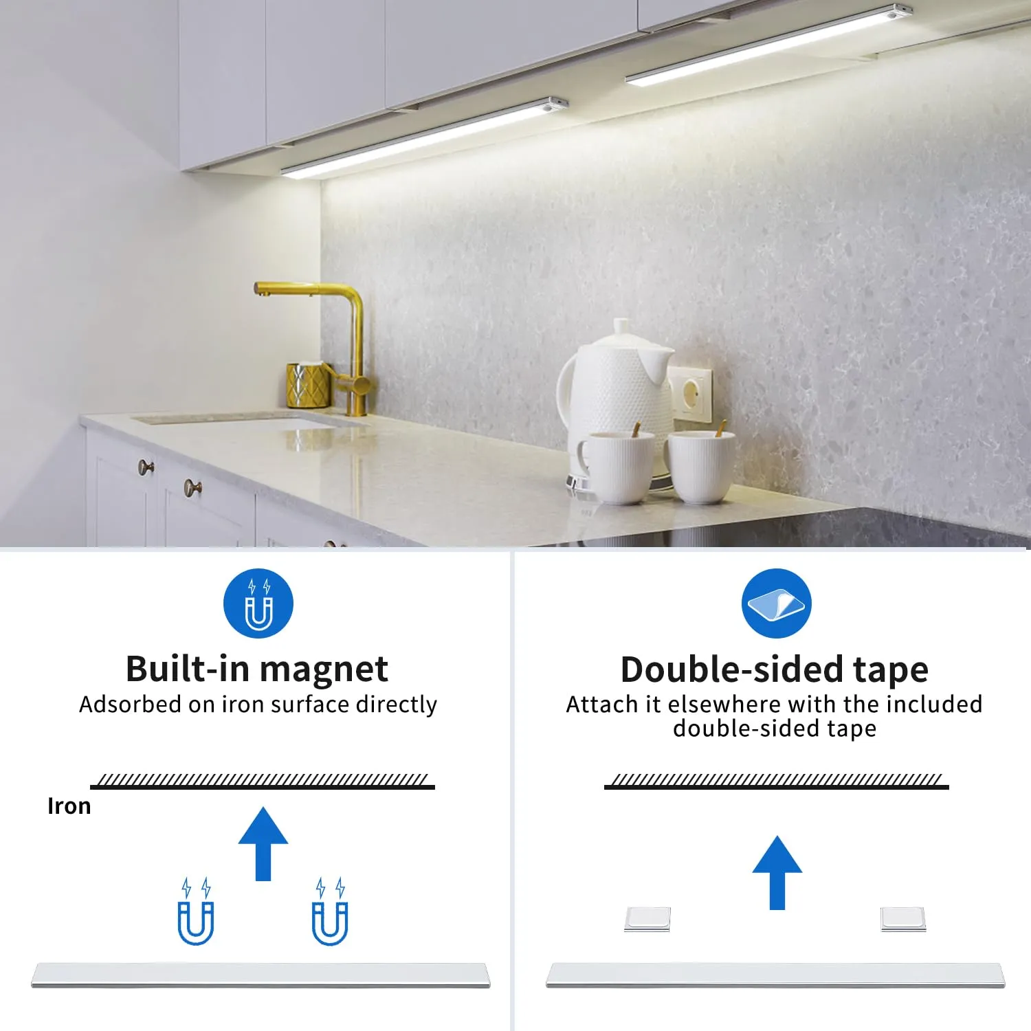 OUILA Luce Armadio LED con Sensore di Movimento Sottopensile Cucina 41cm 2Pcs 6500K GLS-C018 - immagine 6