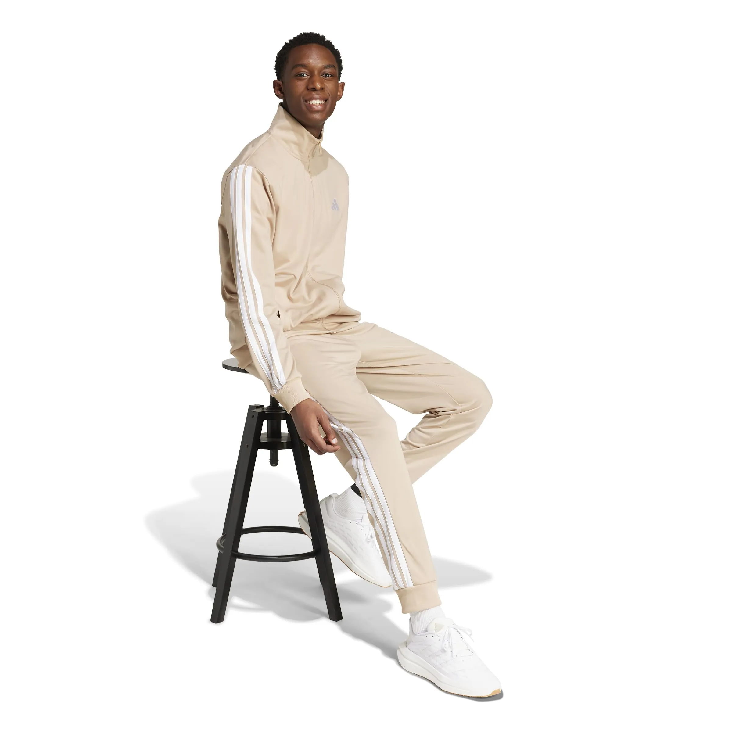 adidas Sportswear Basic 3 Stripes Tricot Tracksuit, Magic Beige/White, L - immagine 4