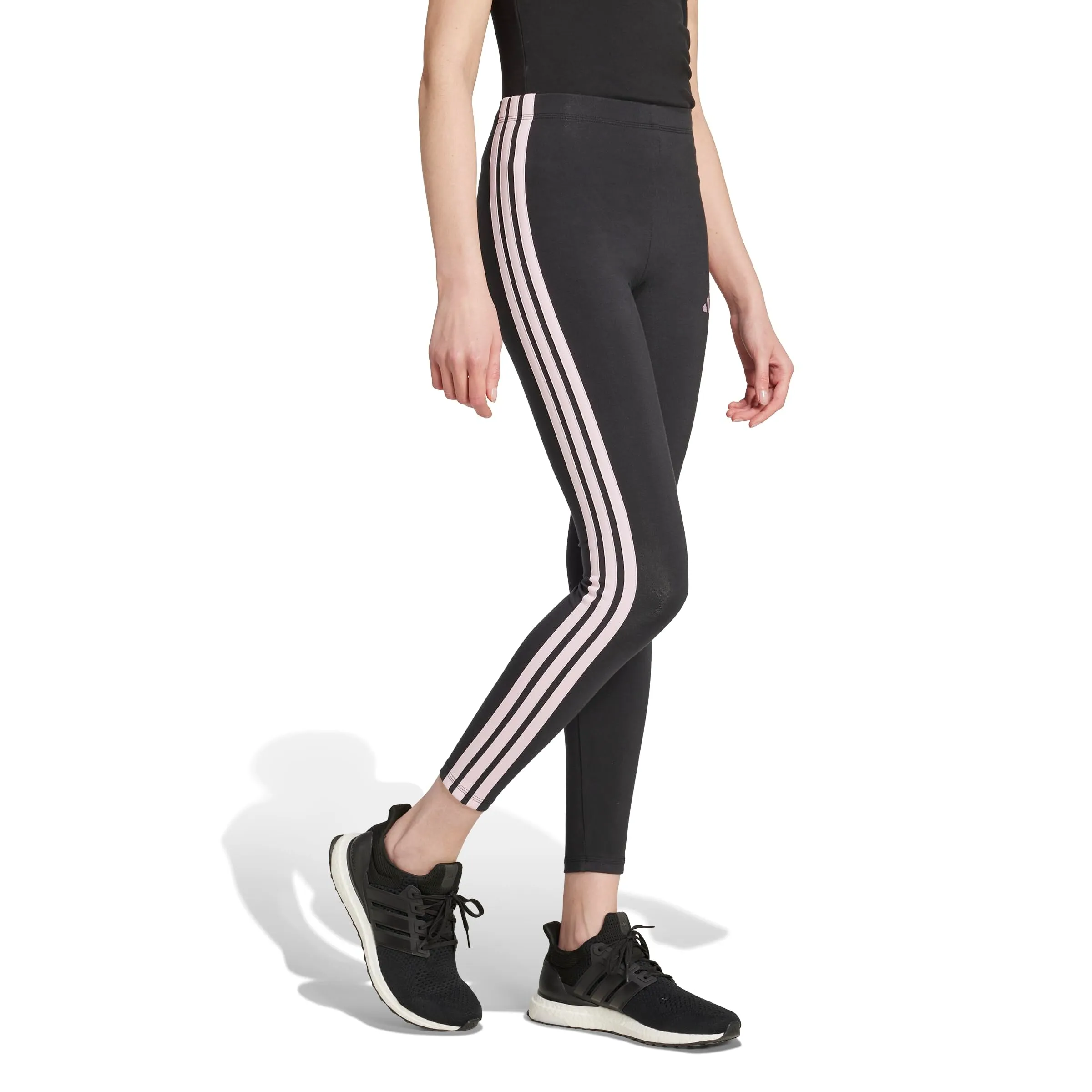 adidas Women's Essentials 3-Stripes Cotton Leggings, Black/Clear Pink, XS - immagine 6