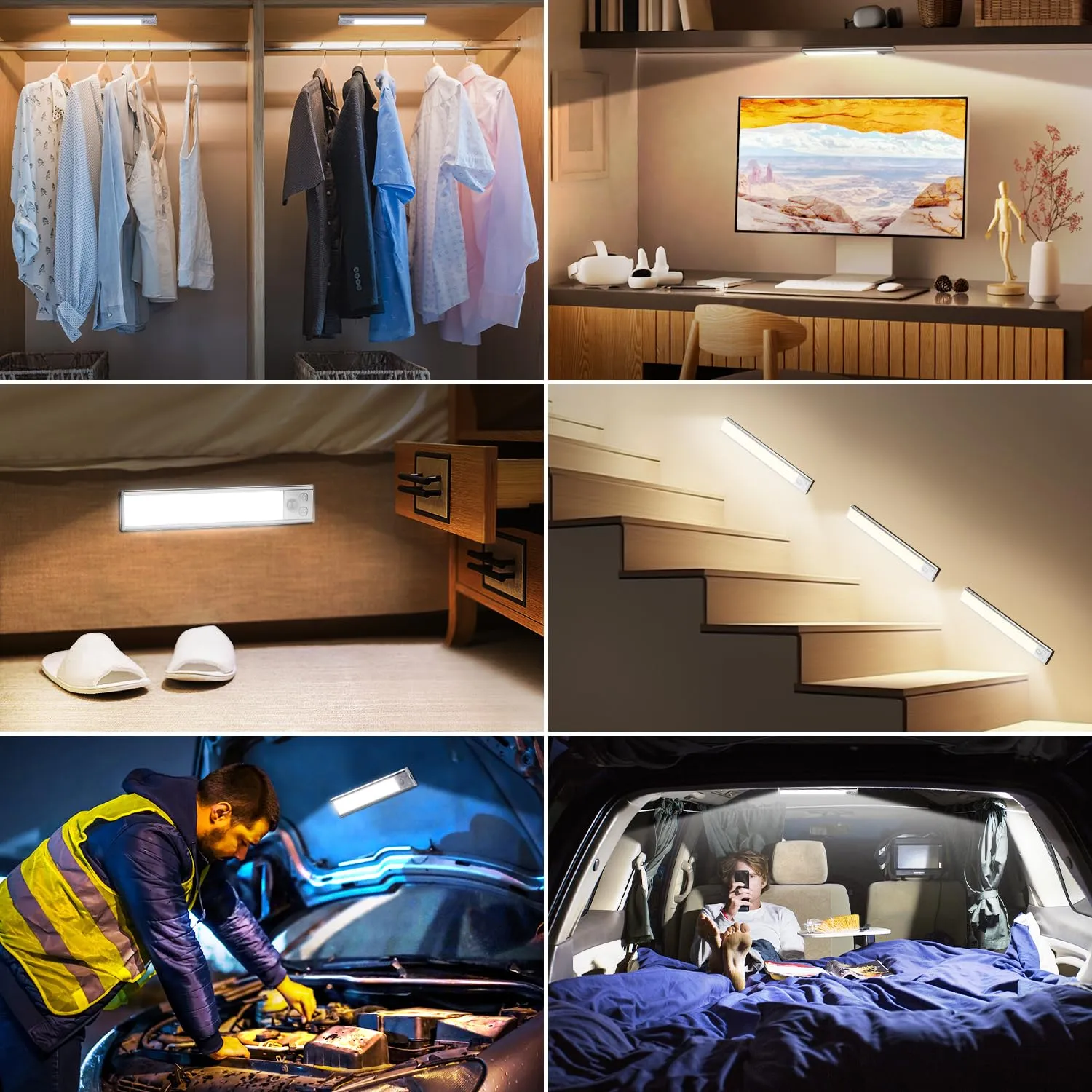 OUILA Luce Armadio LED con Sensore di Movimento, Sottopensile Cucina, 20.5cm, 3Pcs - immagine 7