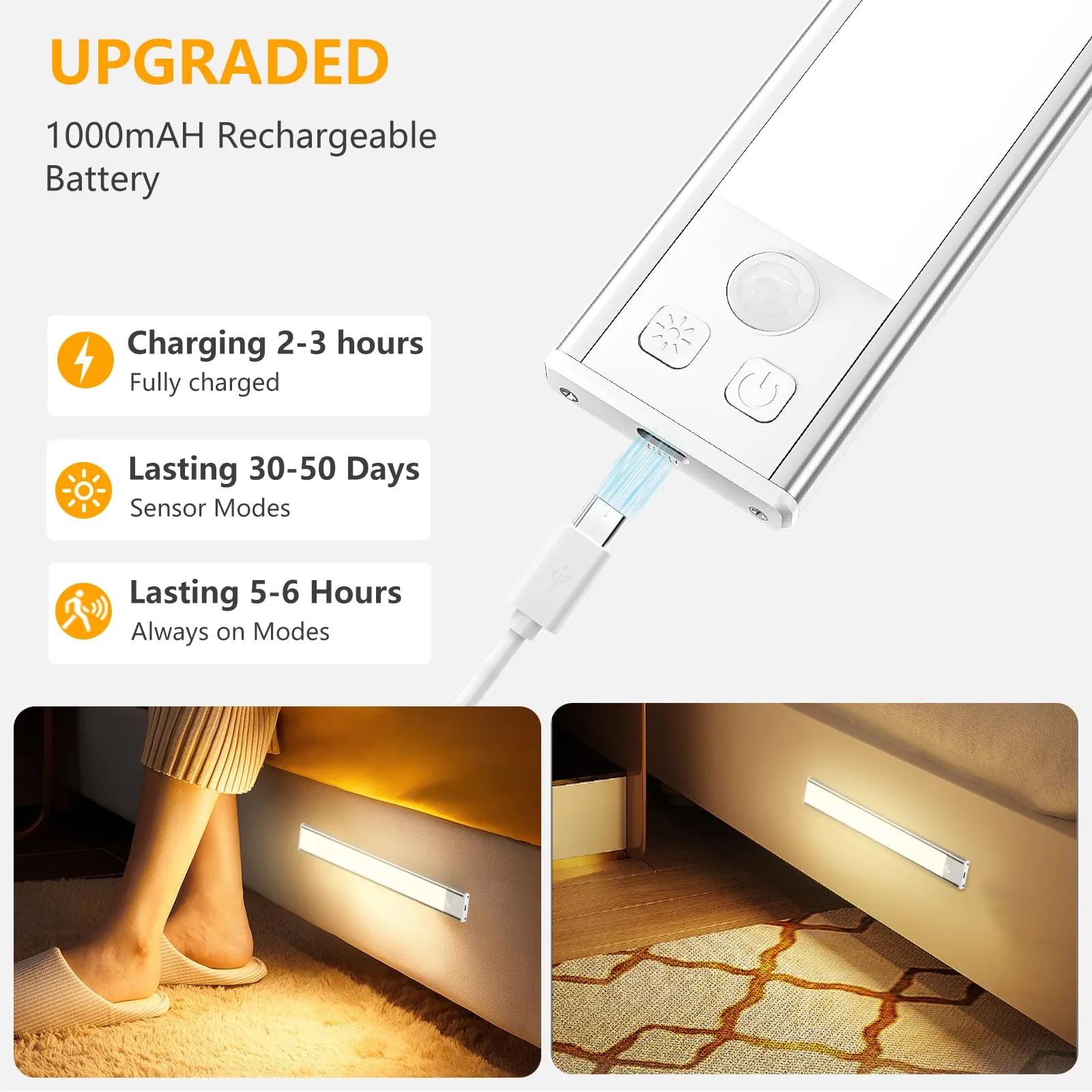 OUILA Luce Armadio LED con Sensore di Movimento, Sottopensile Cucina, 20.5cm-2Pcs, GLS-C015 - immagine 6