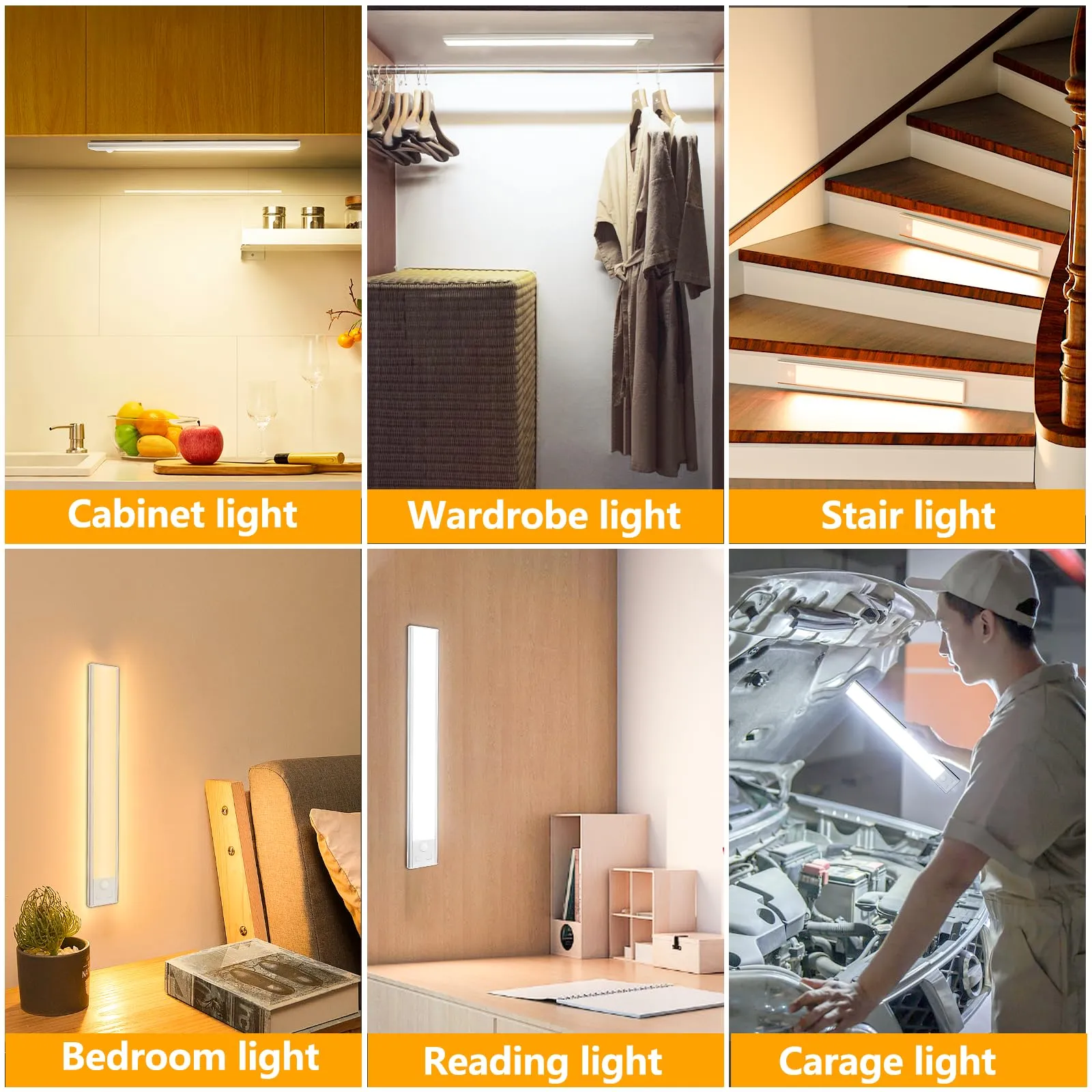 OUILA Luce Armadio LED con Sensore di Movimento, Sottopensile Cucina, 20.5cm-2Pcs, GLS-C015 - immagine 7