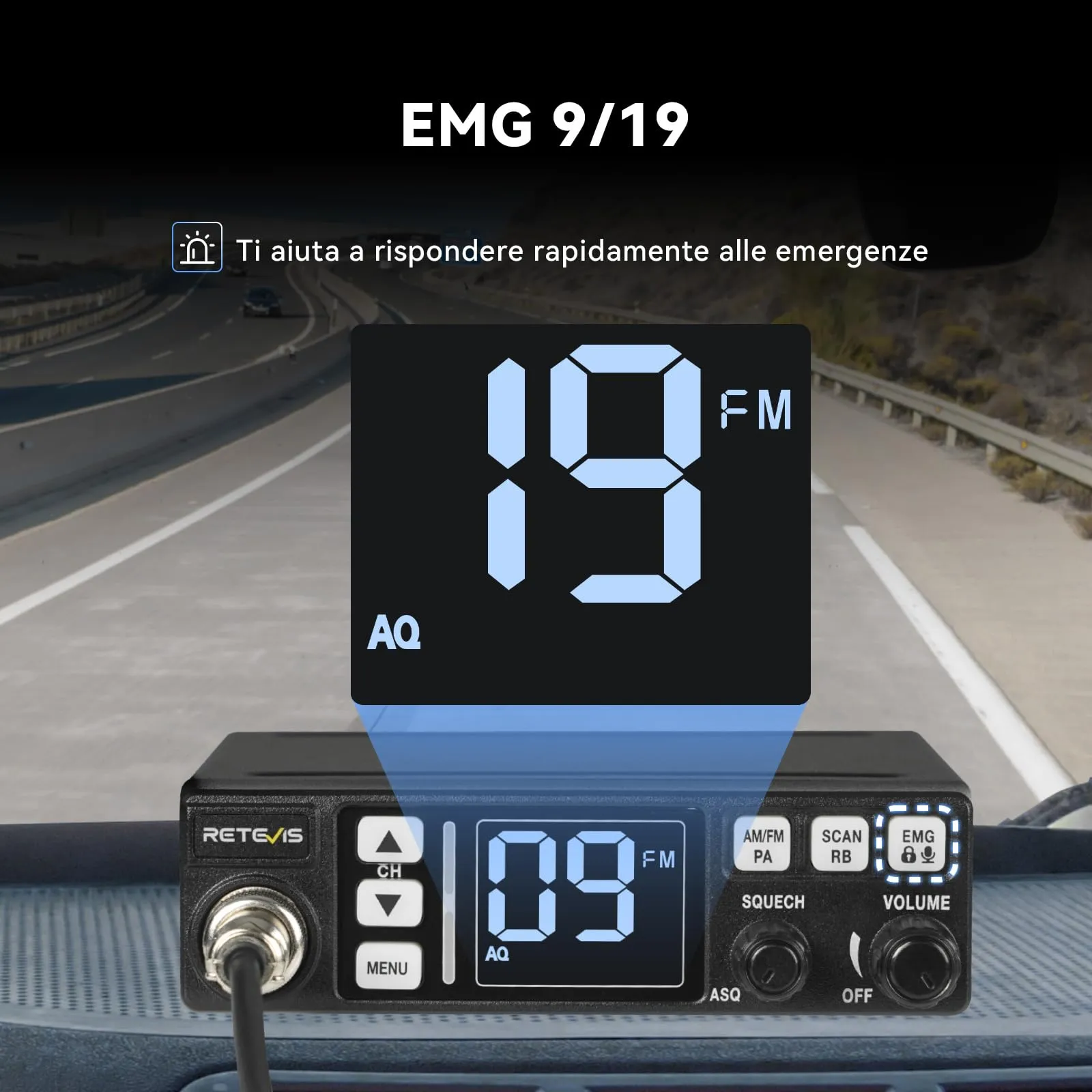 Retevis MB63 CB Radio, AM/FM 40 Channels with PA Function - immagine 4