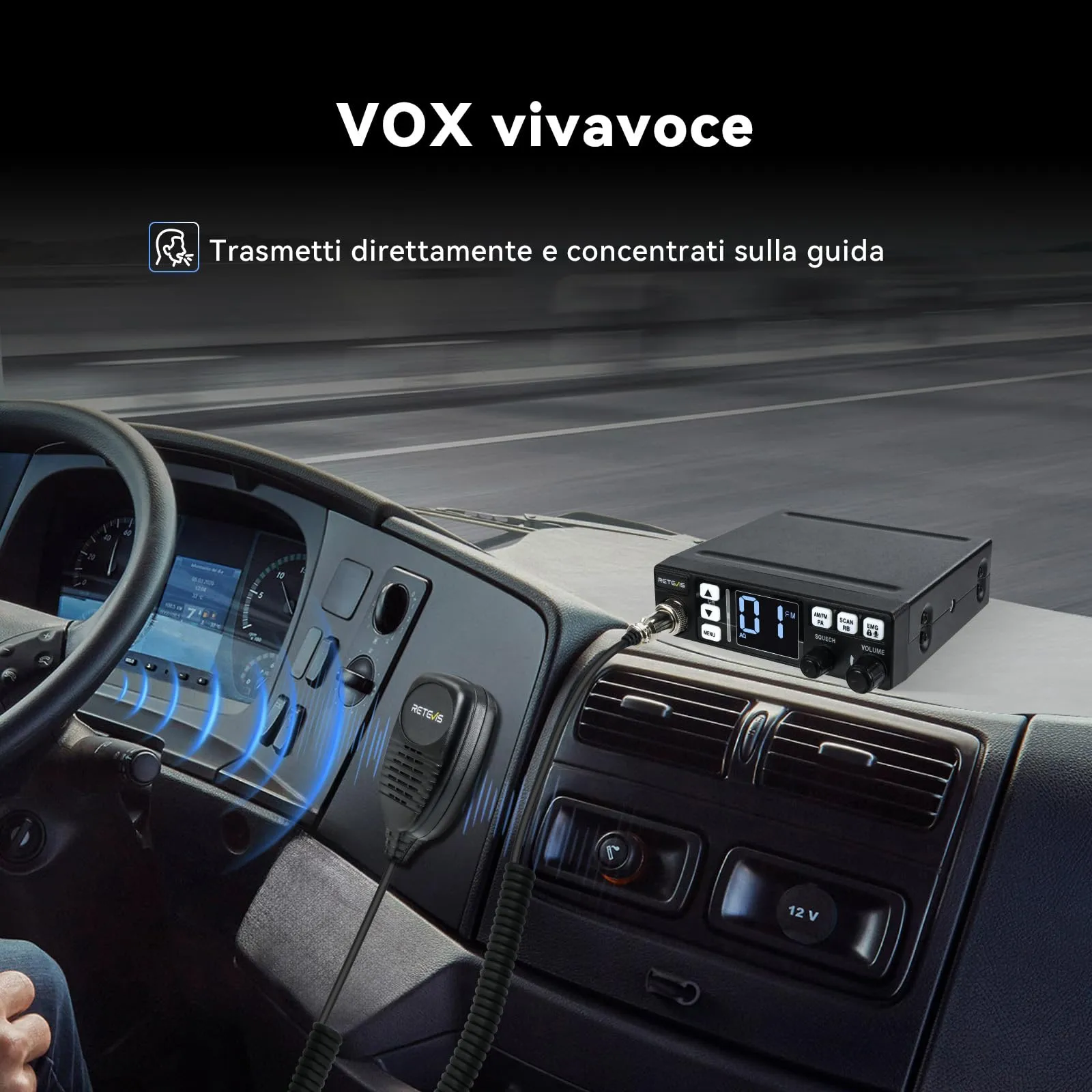 Retevis MB63 CB Radio, AM/FM 40 Channels with PA Function - immagine 5