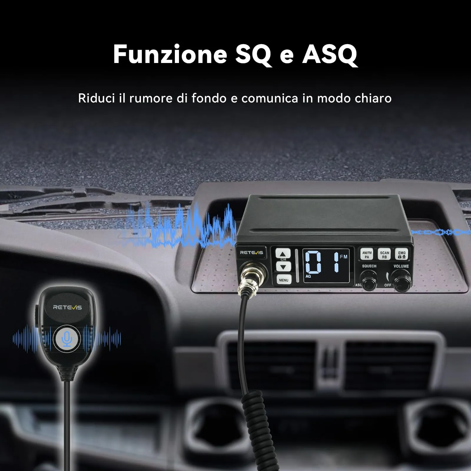 Retevis MB63 CB Radio, AM/FM 40 Channels with PA Function - immagine 7