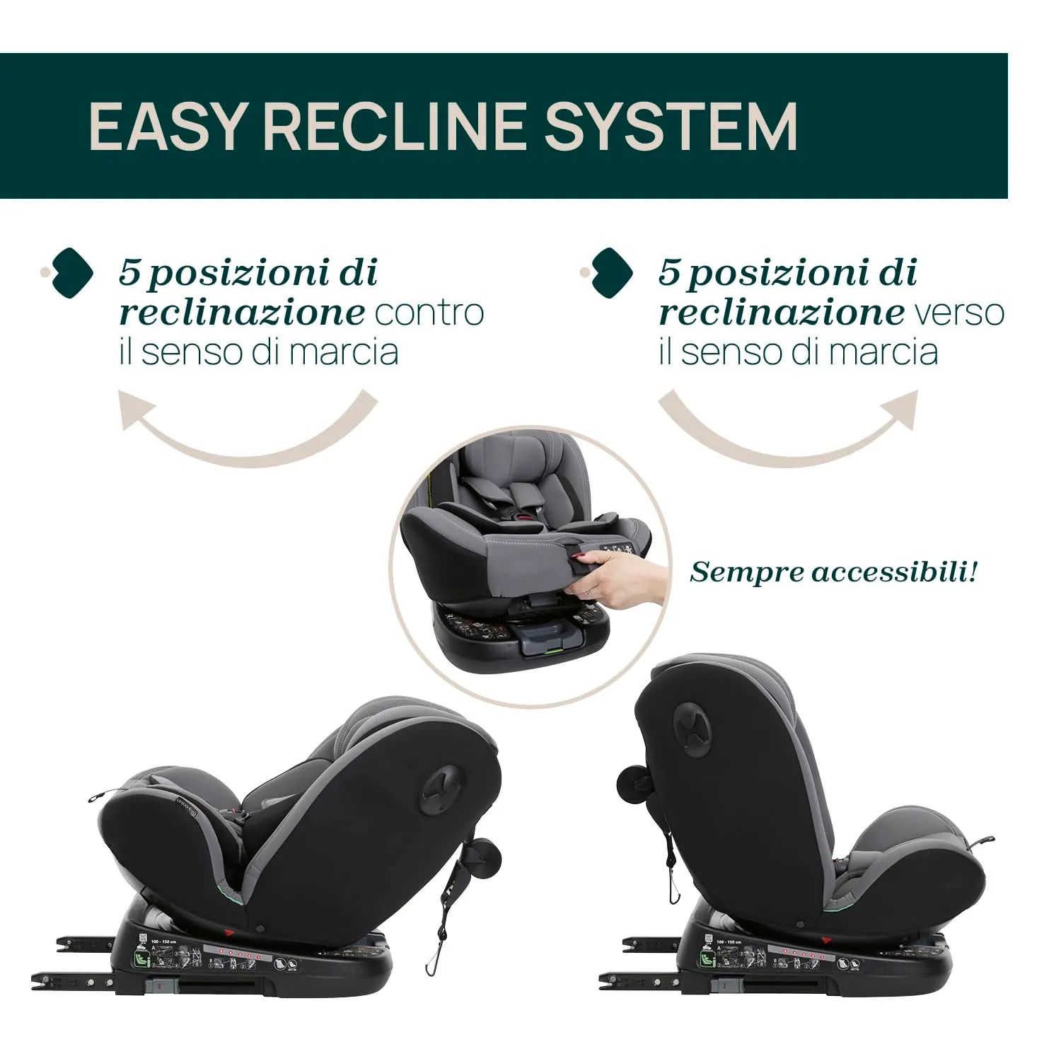 Chicco Unico Evo I-Size Seggiolino Auto 0-36 kg, ECE R129/03, Isofix Girevole a 360° e Reclinabile, Gruppo 0+/1/2/3 (0-12 anni) - immagine 5
